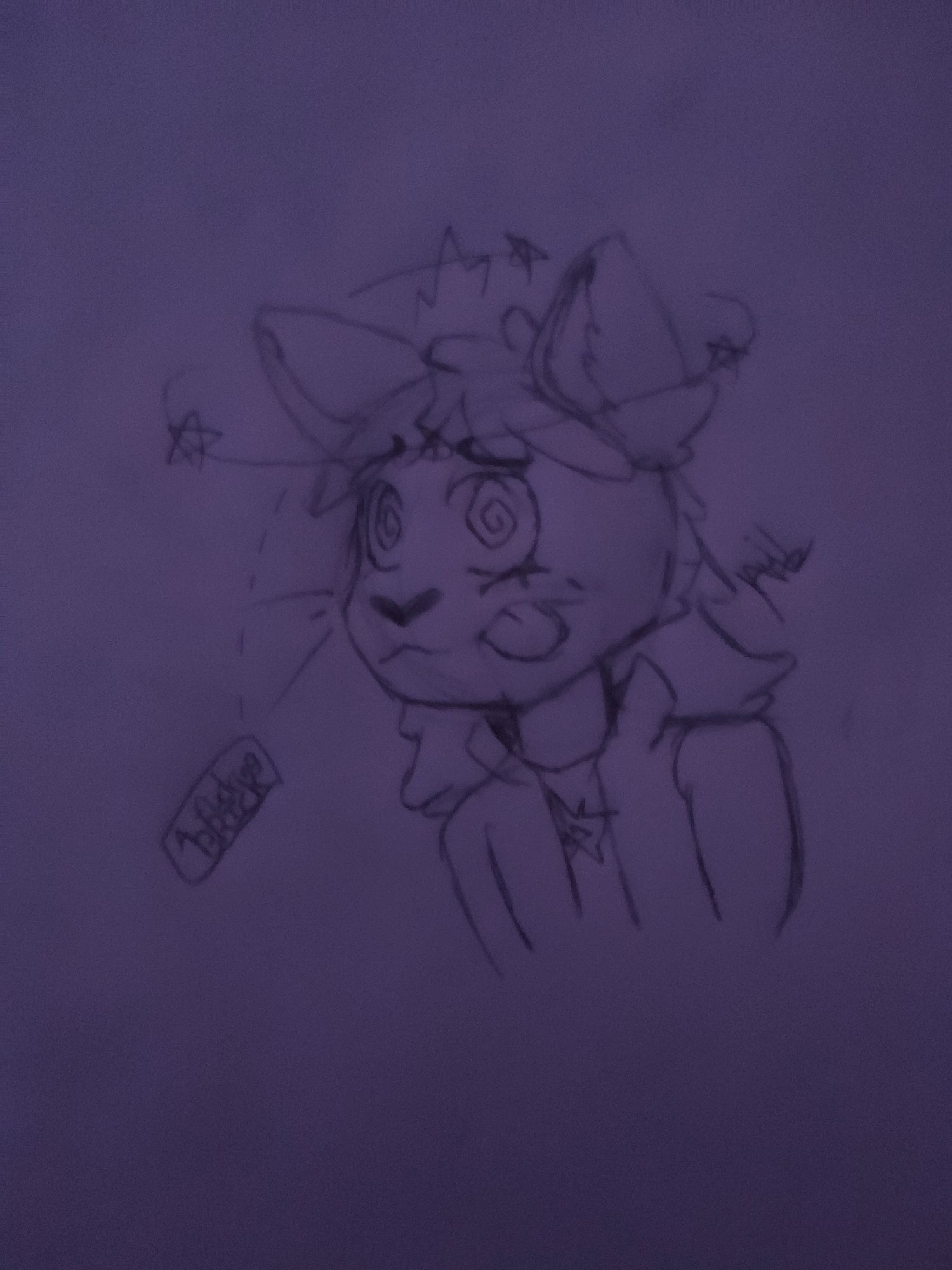 An anthropomorphic cat wearing a jacket, getting hit in the head with a crude drawing of a brick labeled: "A F**king Brick"