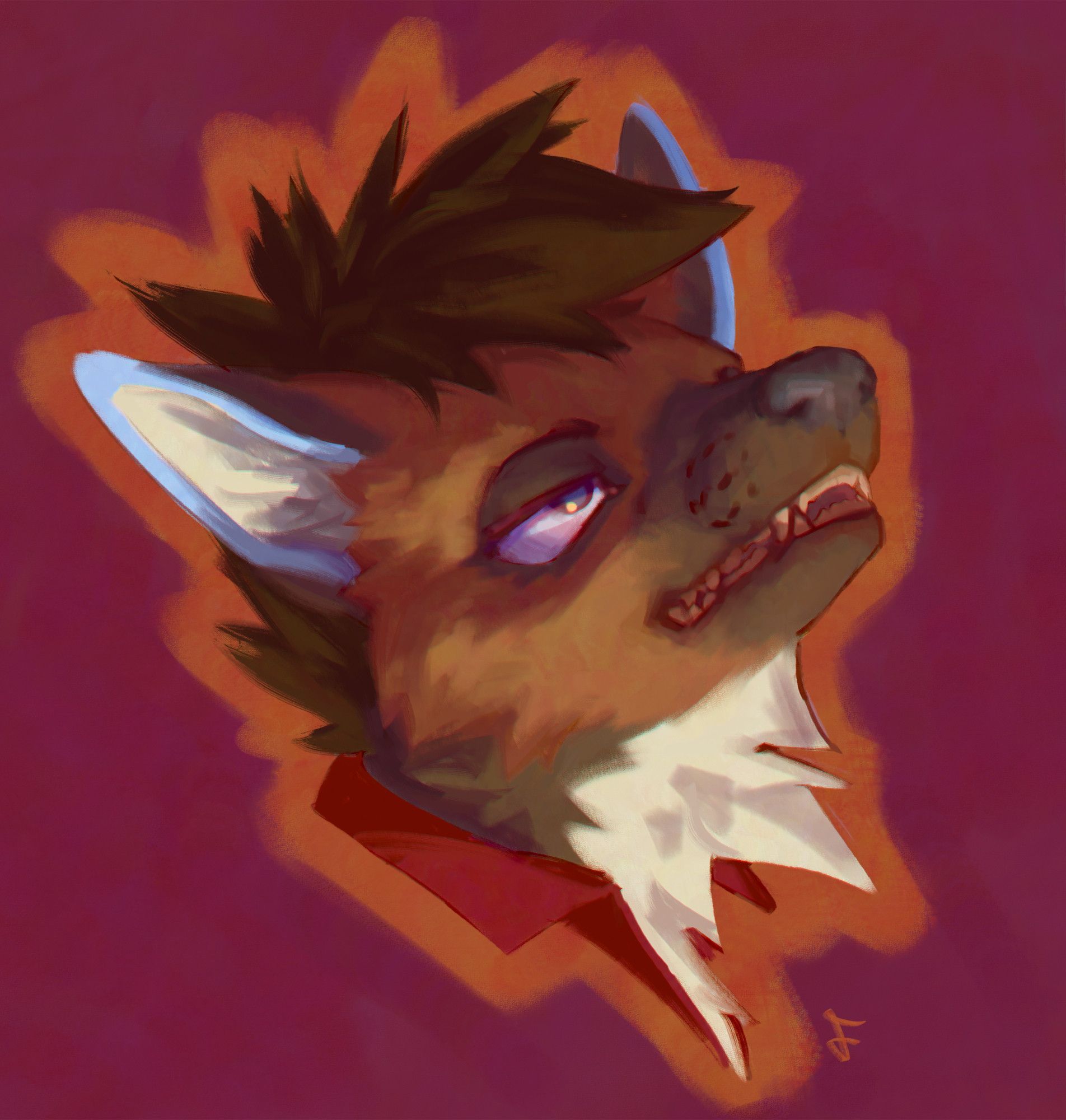 painted portrait of a maned wolf character