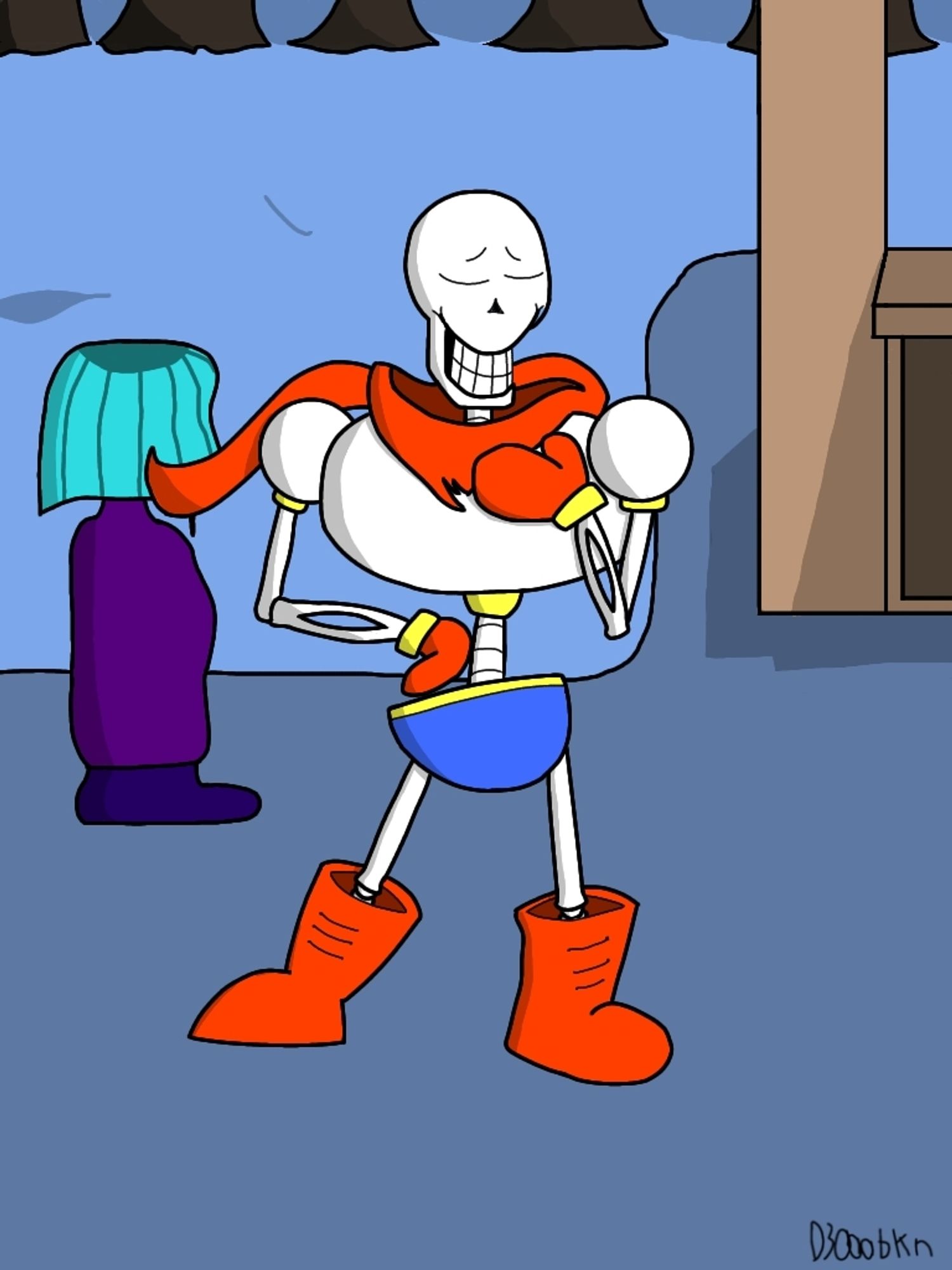 2d digital art of Papyrus from Undertale on Snowdin with a Conveniently Shaped Lamp
(signature: D3000bkn)