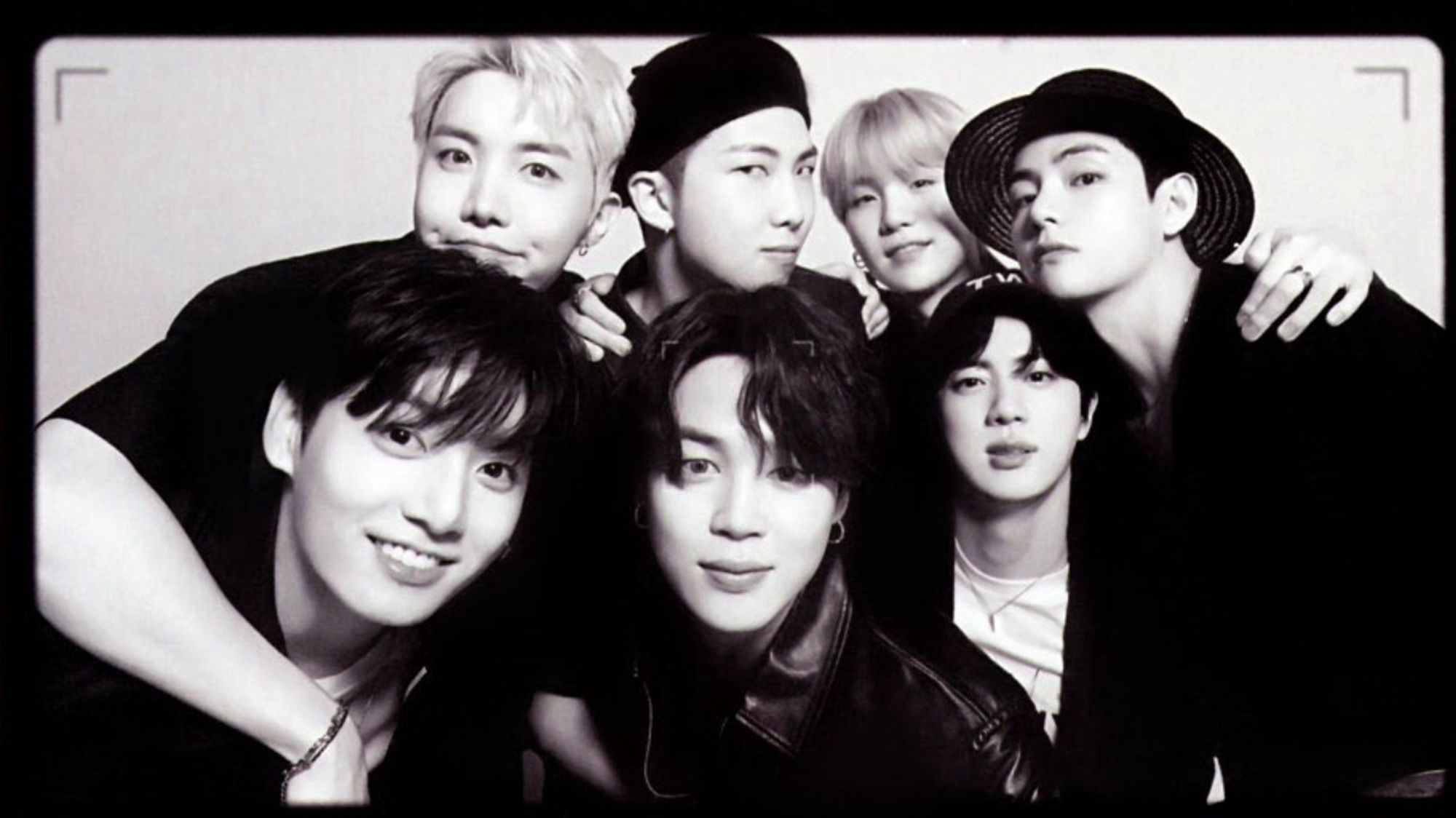 ot7 black and white BTS photo, if I am not mistaken this is from an SNL performance