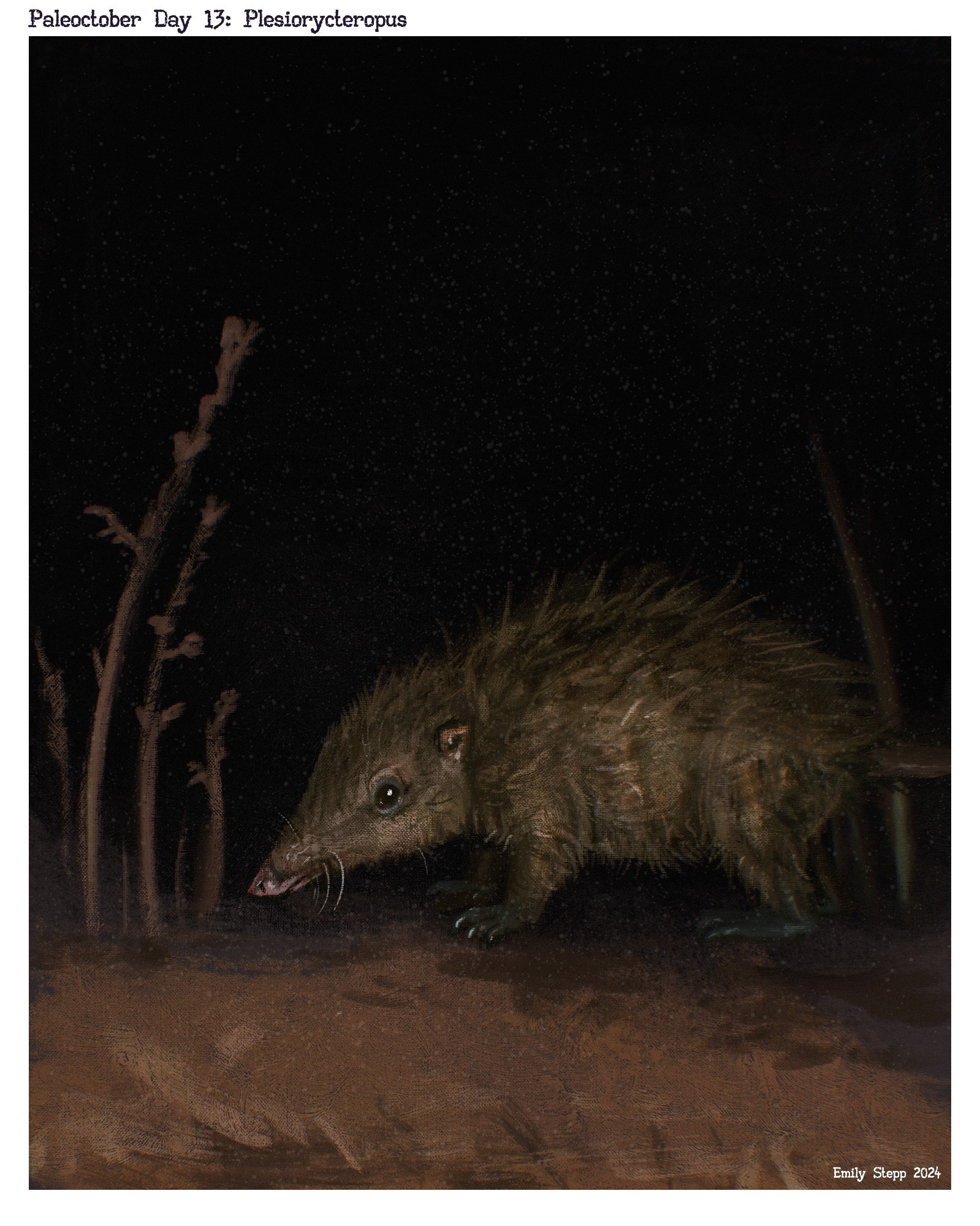 A flash photography at night style speedpaint of the extinct mammal. 