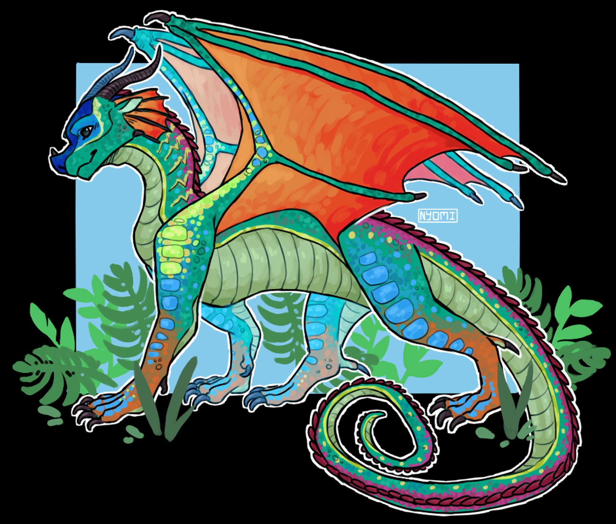 A colorful dragon. It is glory, a character from wings of fire.