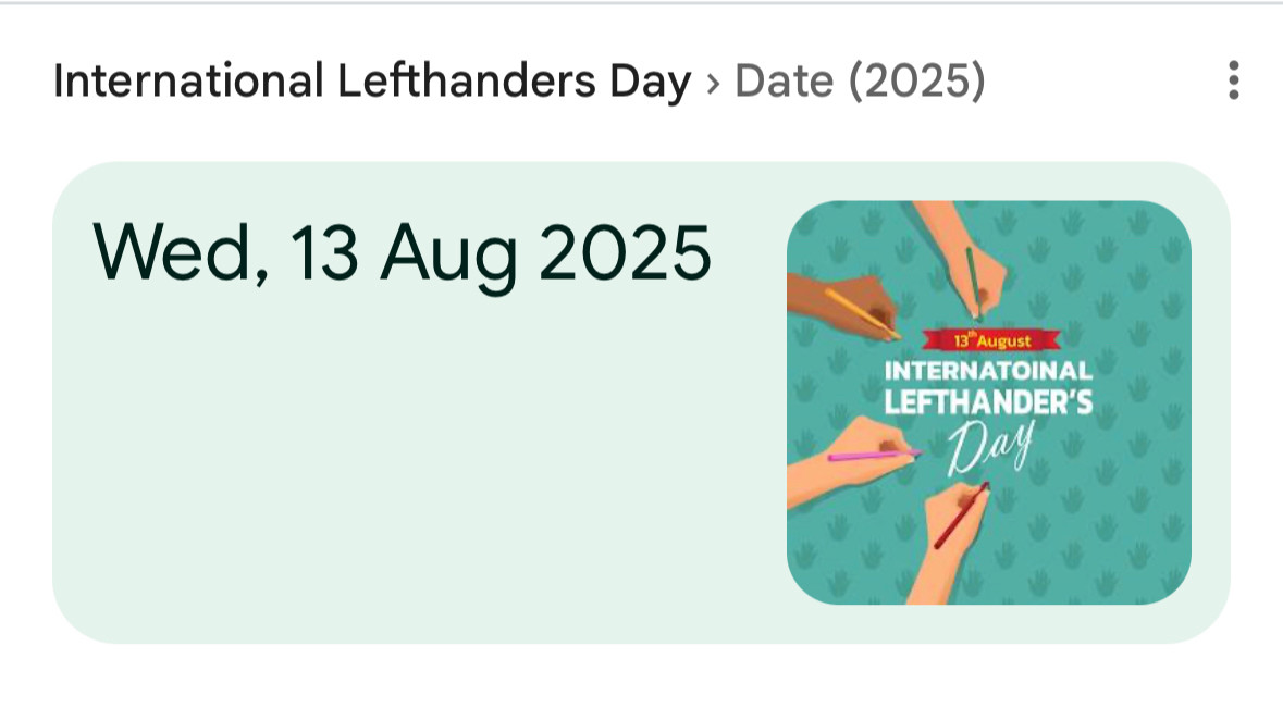A note saying it’s international left hander’s day