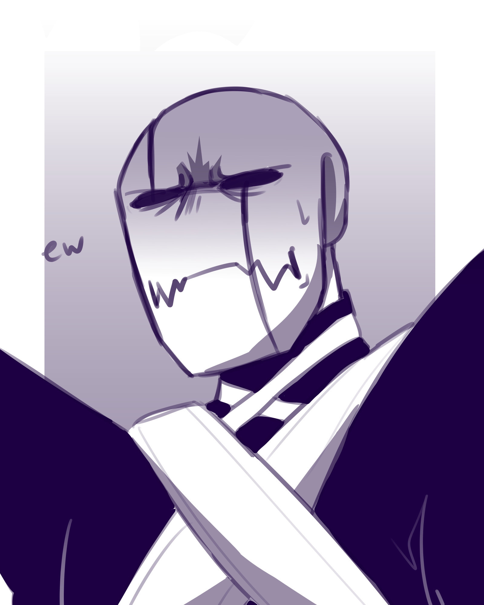 xgaster looking down with a visibly disgusted expression