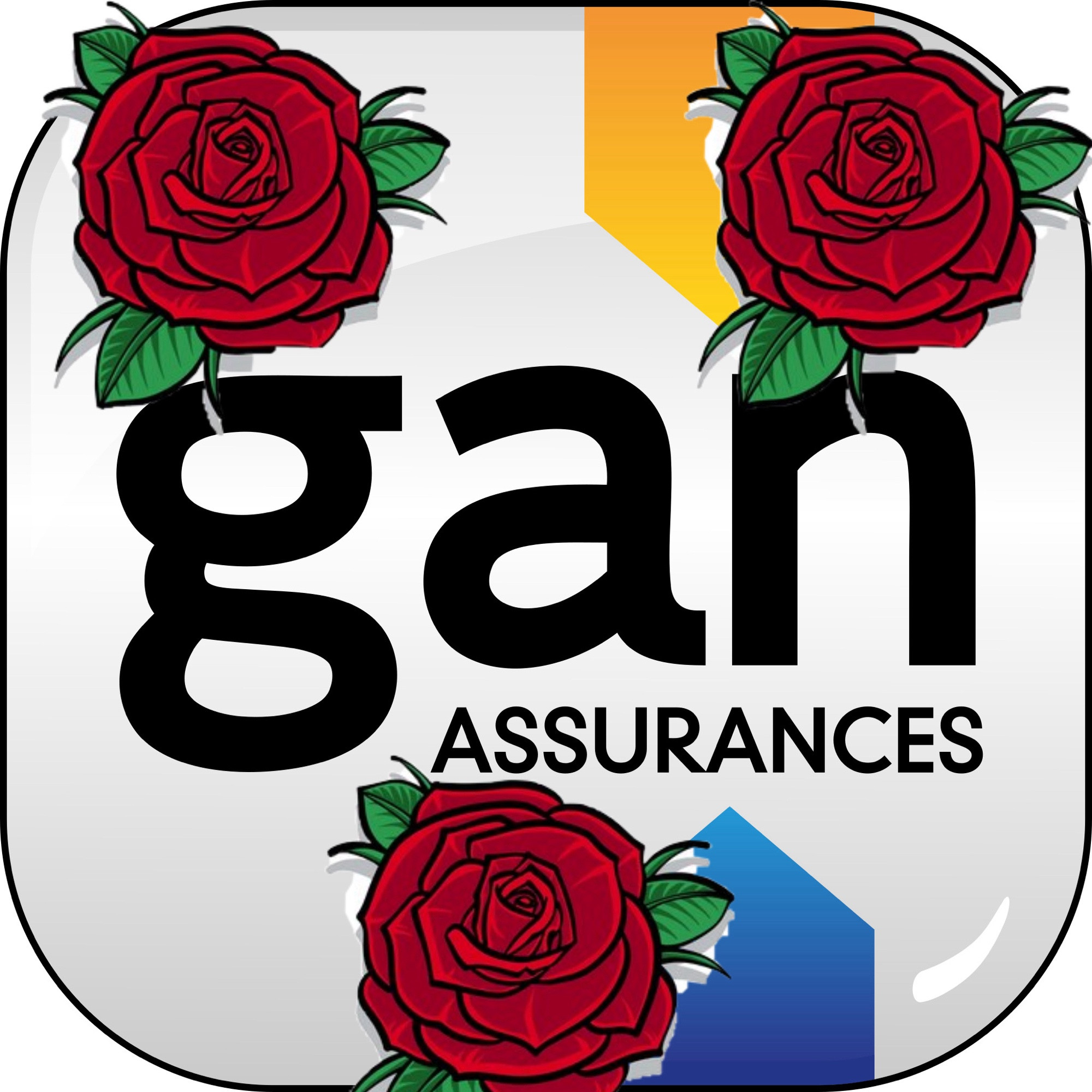 Logo du GAN assurances encadré par des roses 🌹