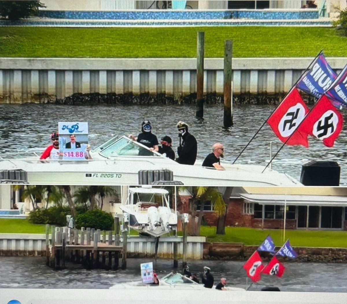 Trump/swastika themed boat, the SS SS 