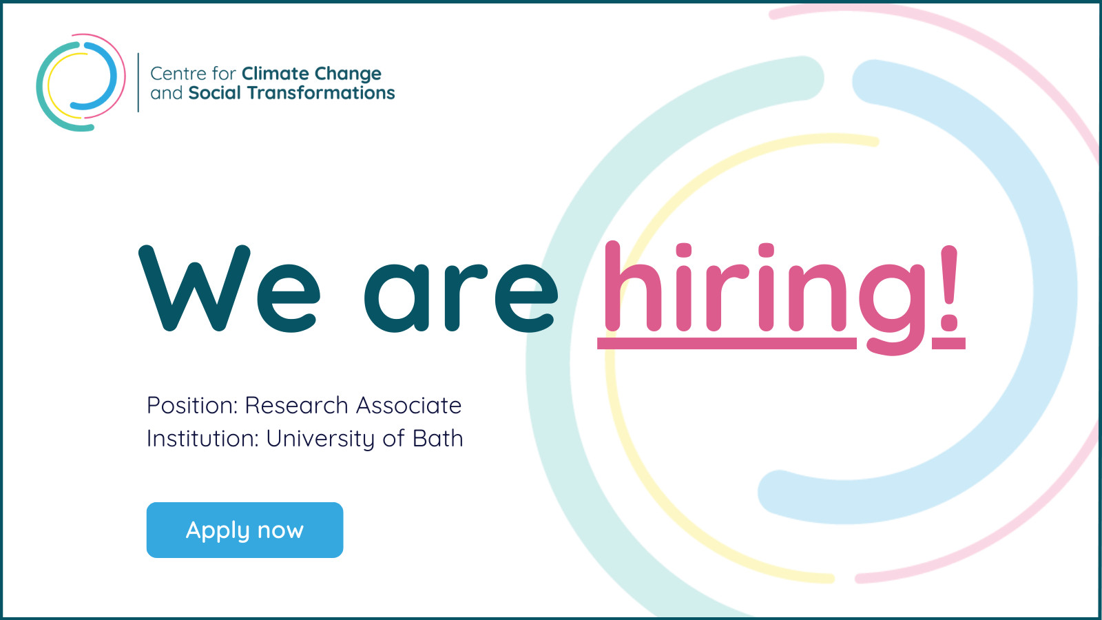 A banner advertising that we are hiring a new CAST Research Associate, based at the University of Bath.