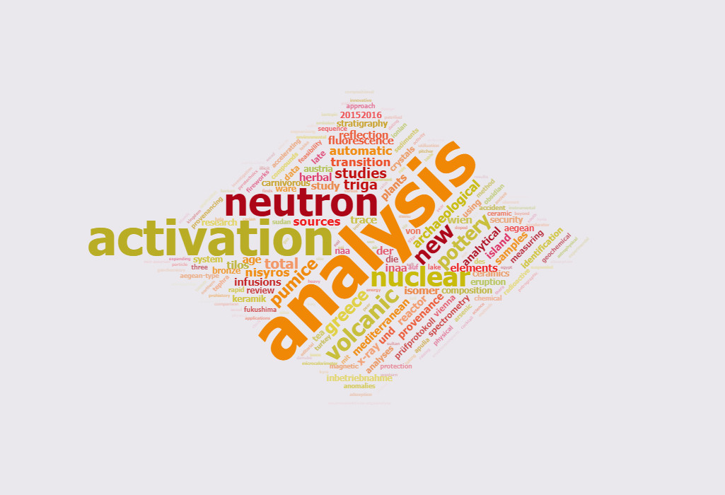 A word cloud with the main words being analysis, activation and neutron