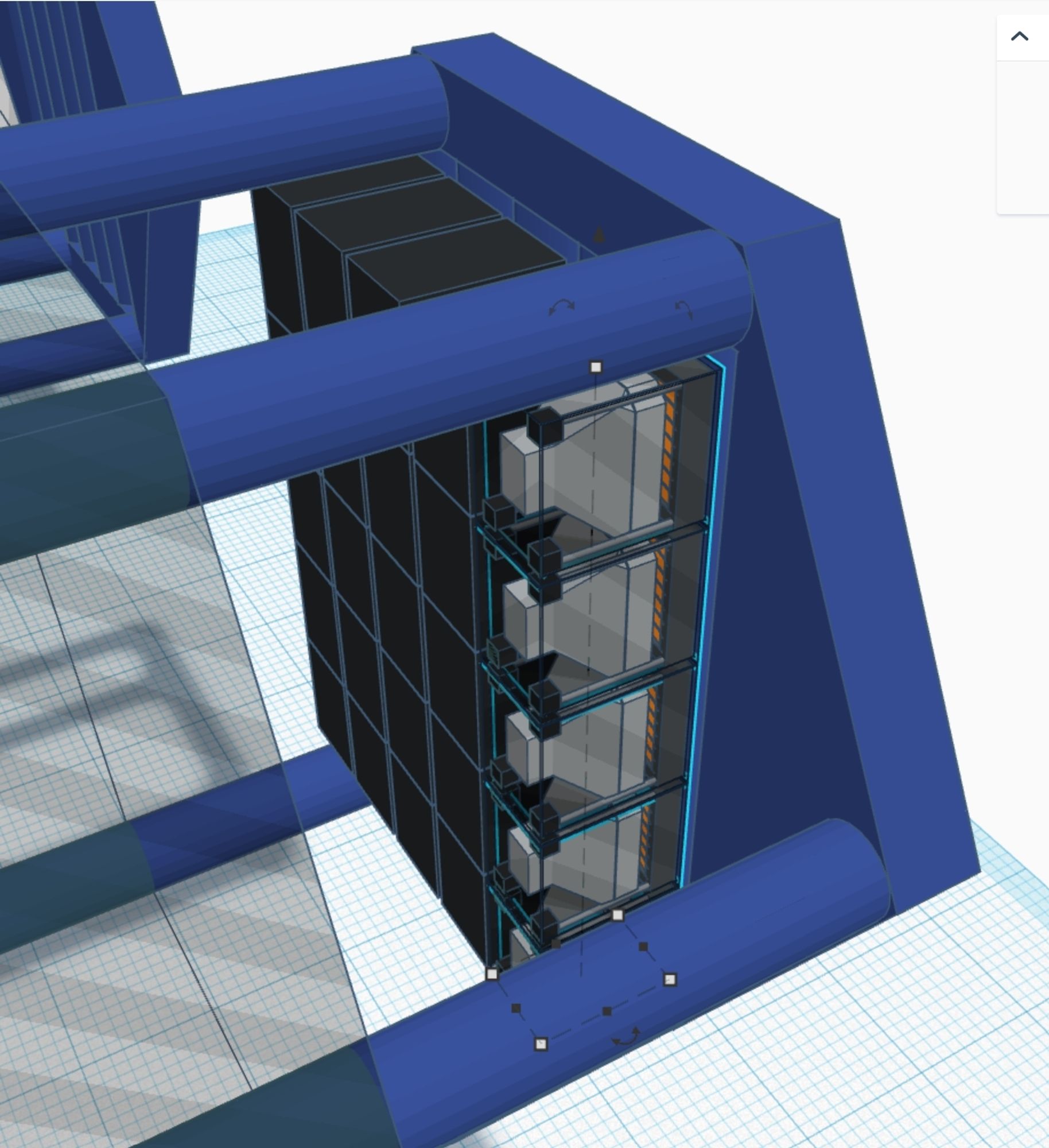 Vircator modules, with stepper lens antennas, arranged in a 5x5 grid