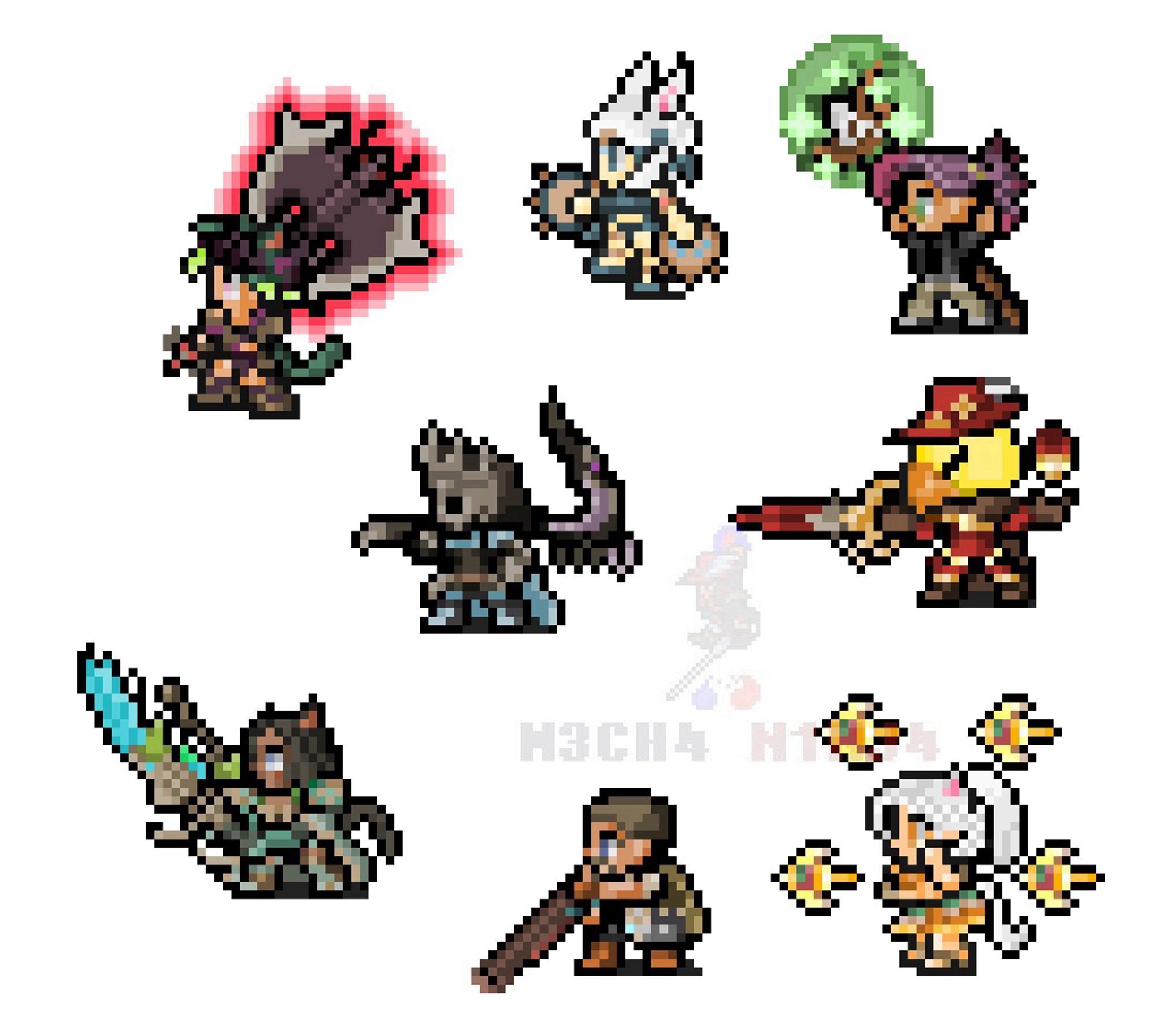 A selection of Warrior of Light sprite edits.