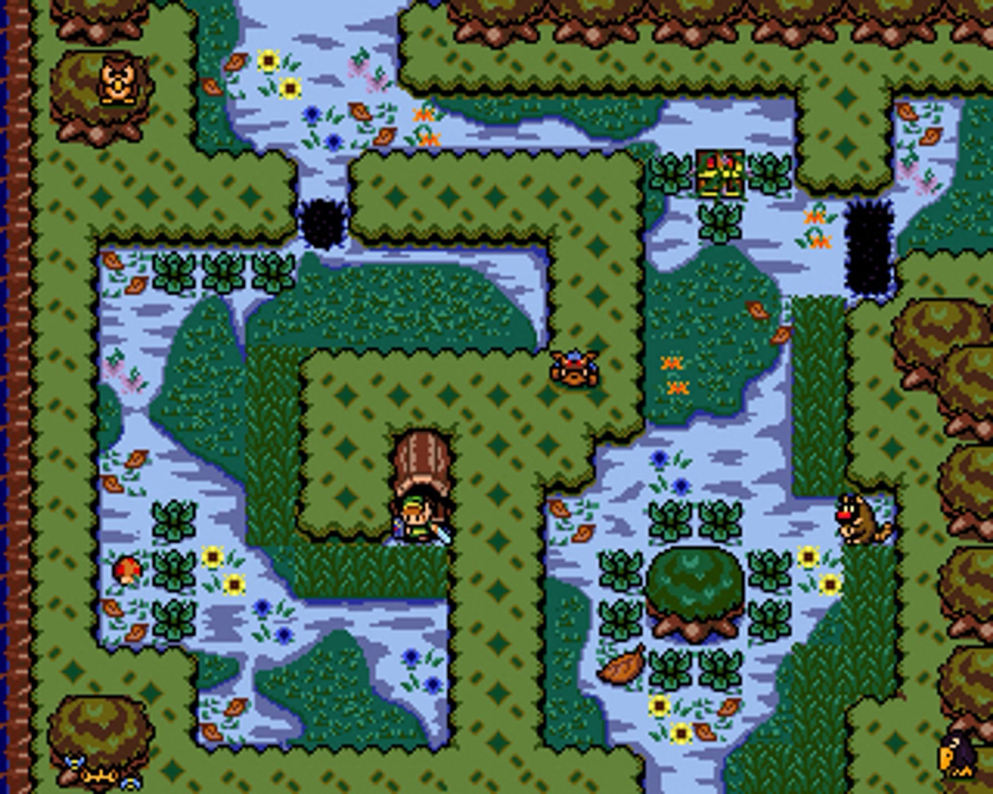 Retro Redrawn map tile of Koholint Island’s Mysterious Forest.