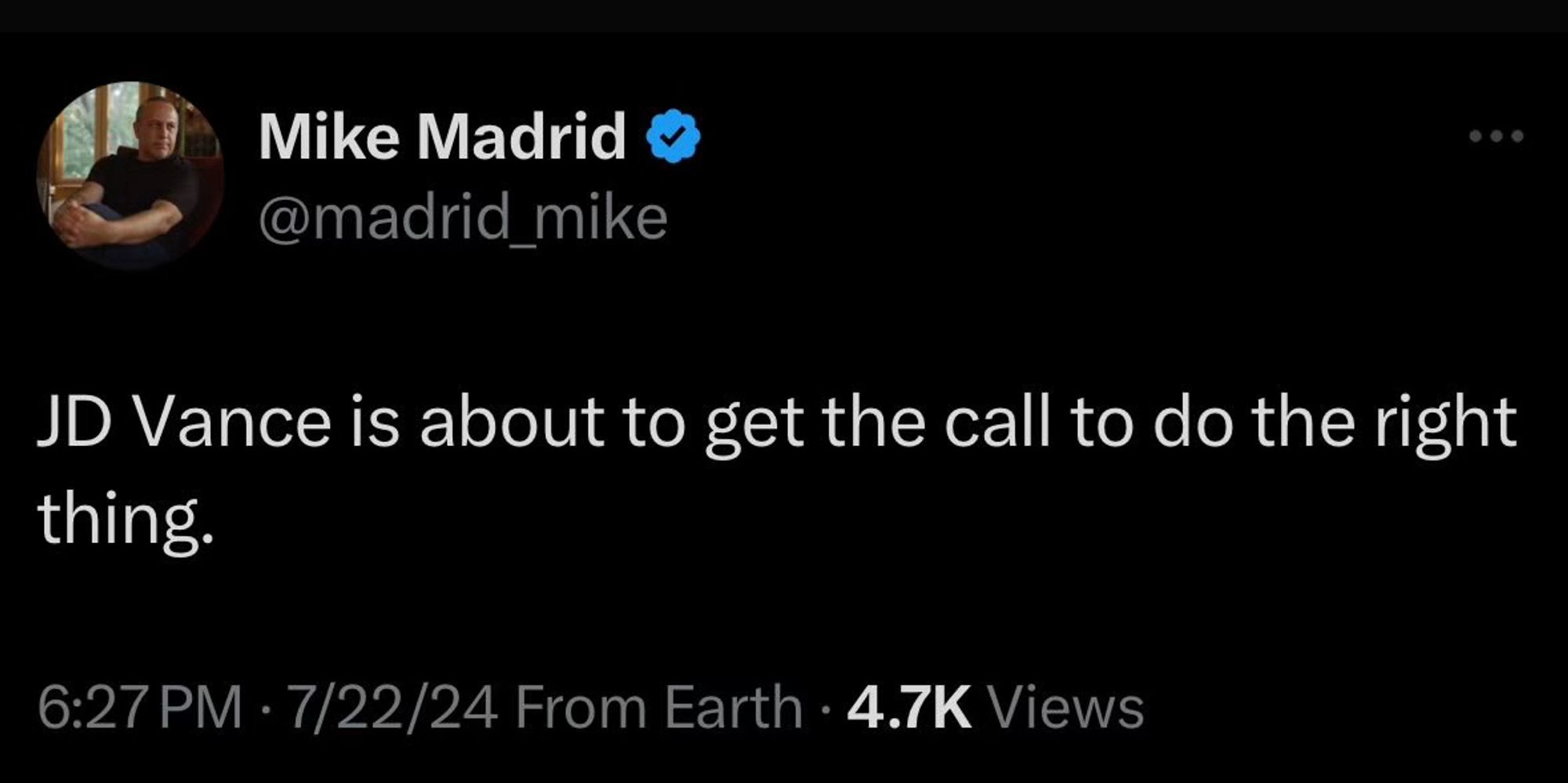 tweet from @madrid_mike on twitter: JD Vance is about to get the call to do the right thing.