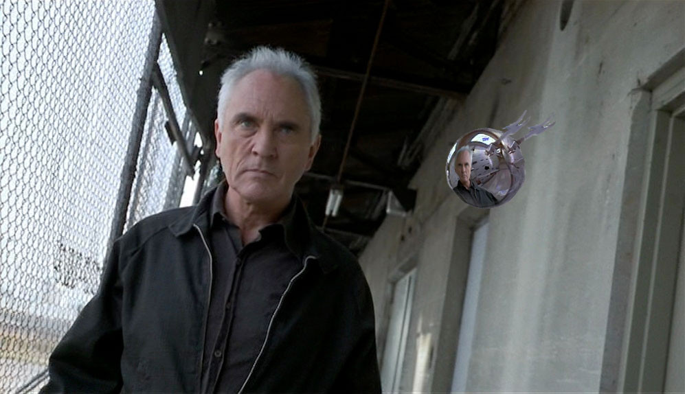 For some reason I photoshopped a Phantasm sphere into a shot from The Limey. I think Dan McDaid had something to do with it. Anyhow, if you can't see it, I did a pretty good job with the reflection.