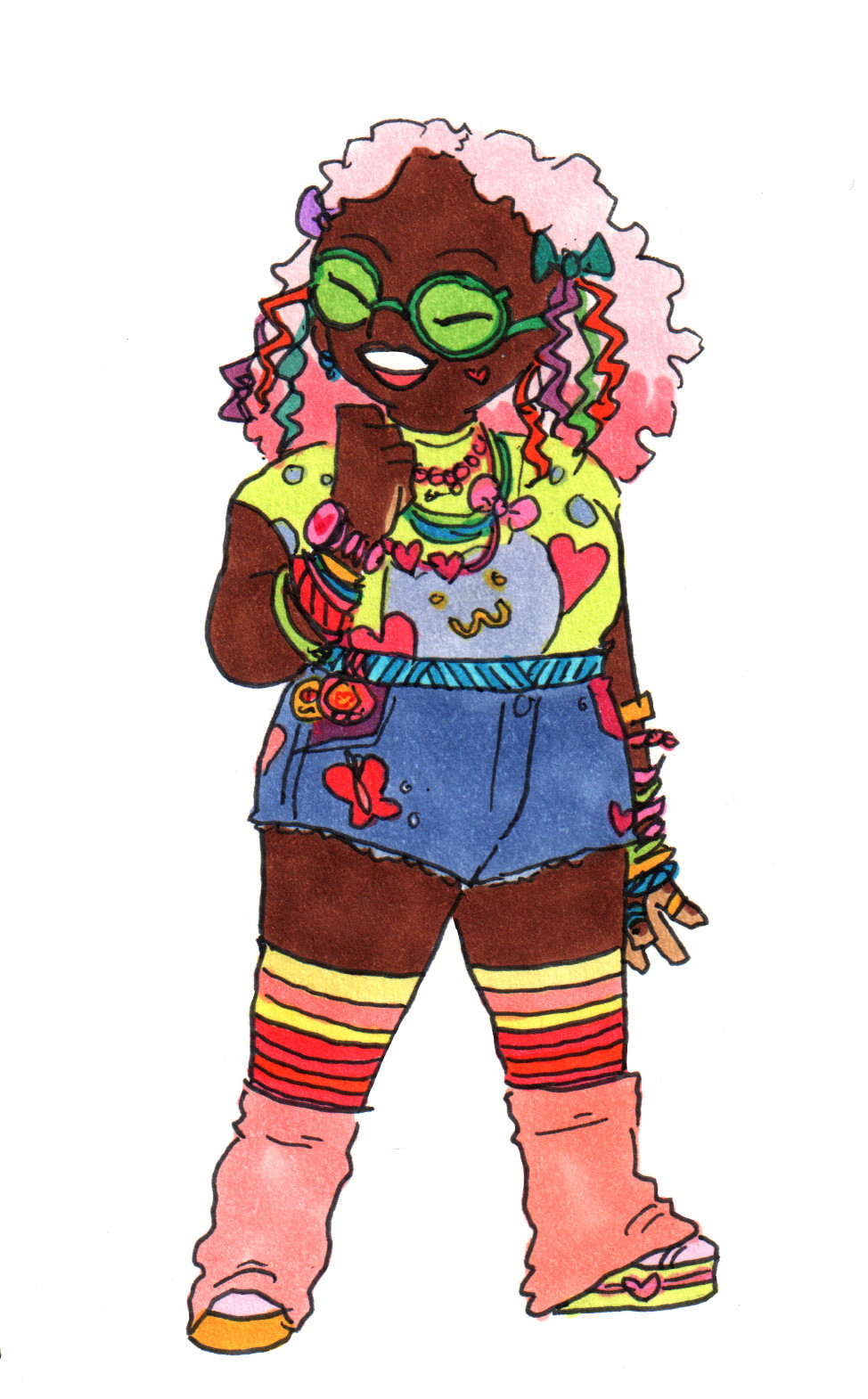 Ida from the webcomic Conjuring Cutlasses dressed in a colorful decora outfit.