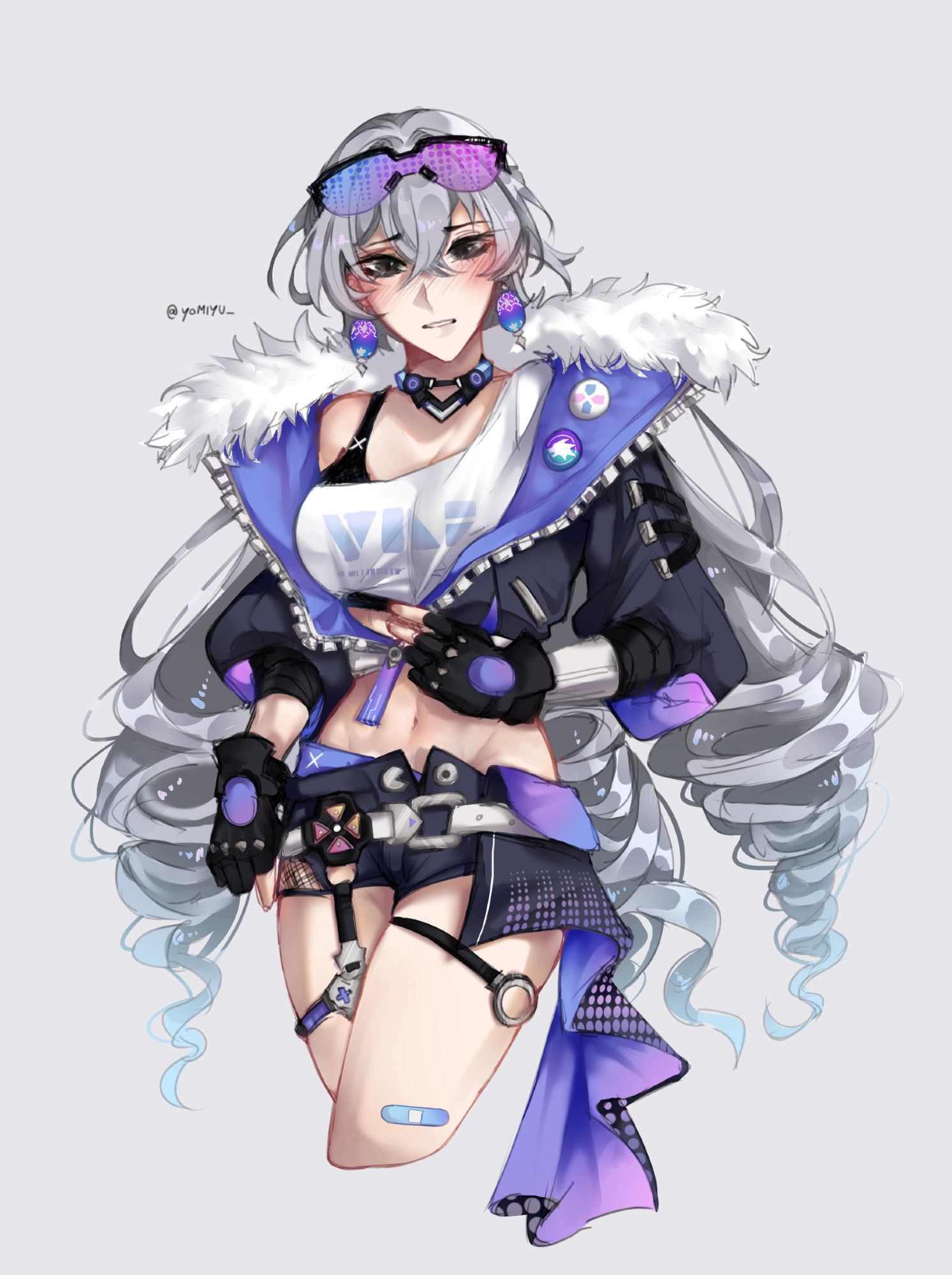 Bronya wearing Silver Wolf's outfit (characters from Honkai: Star Rail).