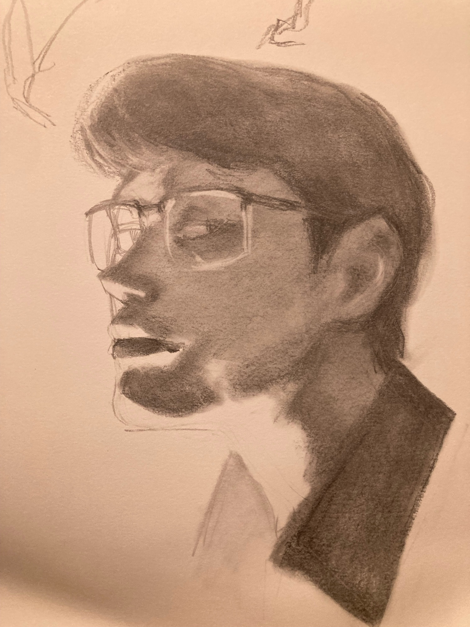 Self Portrait Lighting practice using graphite 