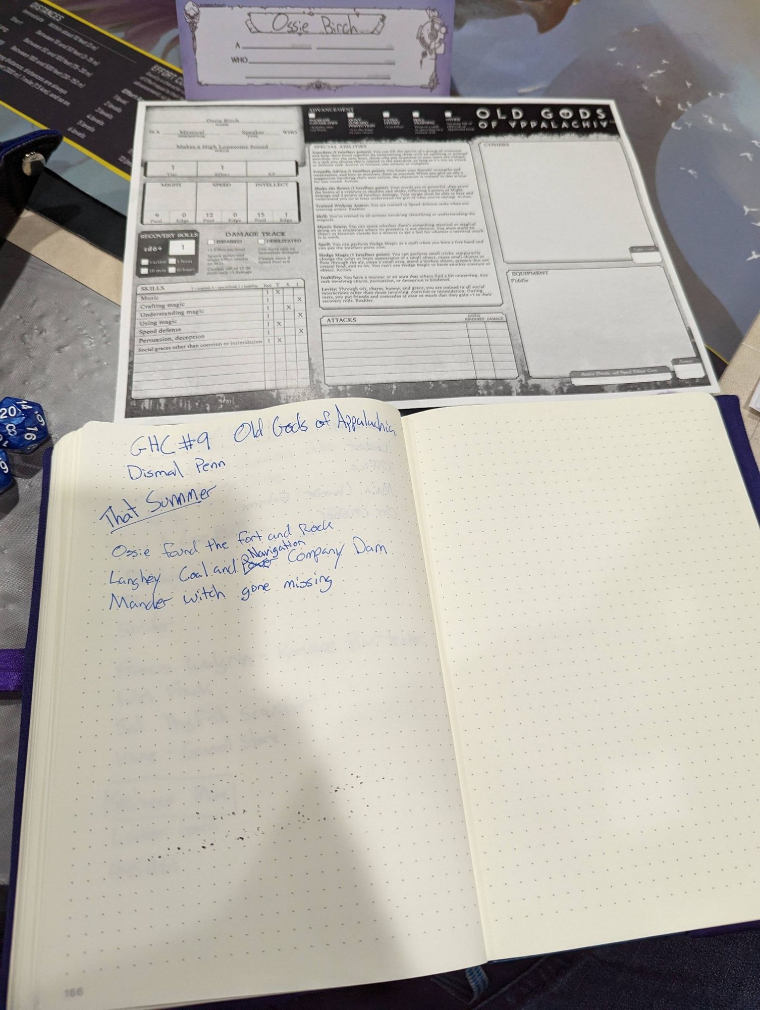 Character Sheet and Notes