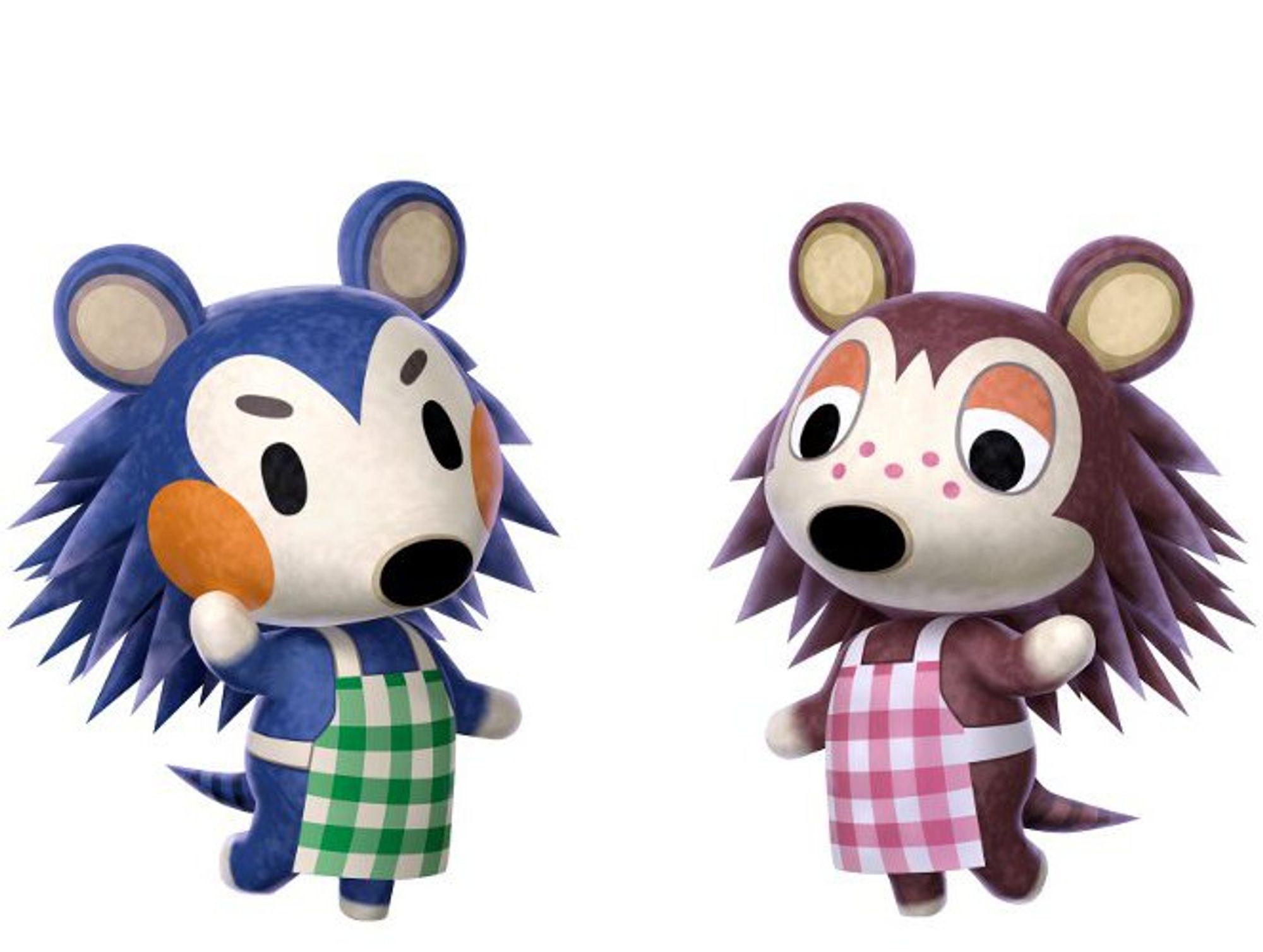 image représentant Layette et Cousette, les hérissonnes qui gèrent la boutique de vêtements Sœurs Doigts-de-Fée dans les jeux vidéo Animal Crossing