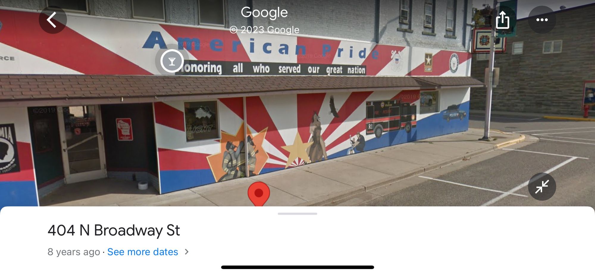 Screenshot of Google Maps street view of the American Pride bar