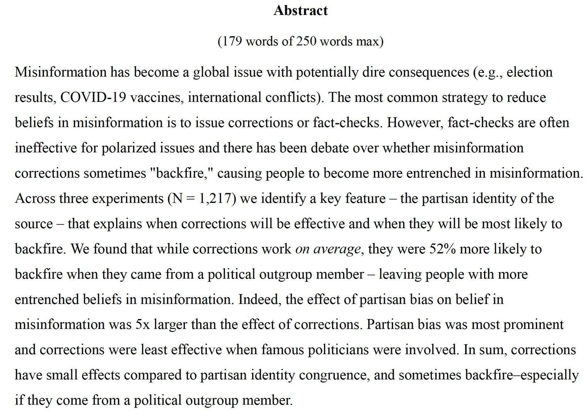 Partisans are more likely to entrench their beliefs in misinformation when political outgroup members correct claims