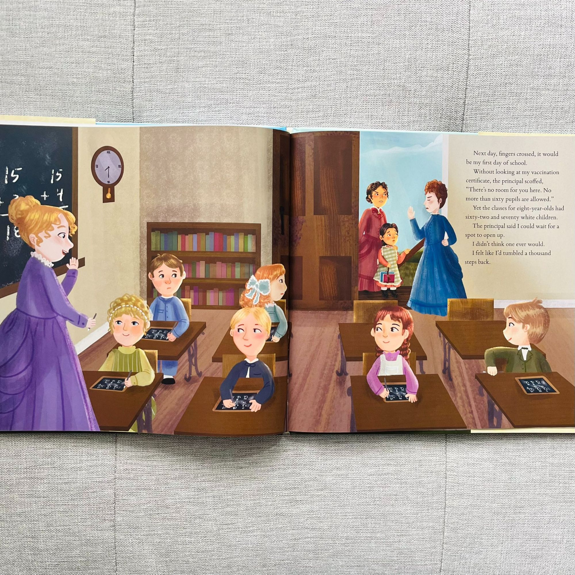 Interior spread for MAMIE TAPE FIGHTS TO GO TO SCHOOL