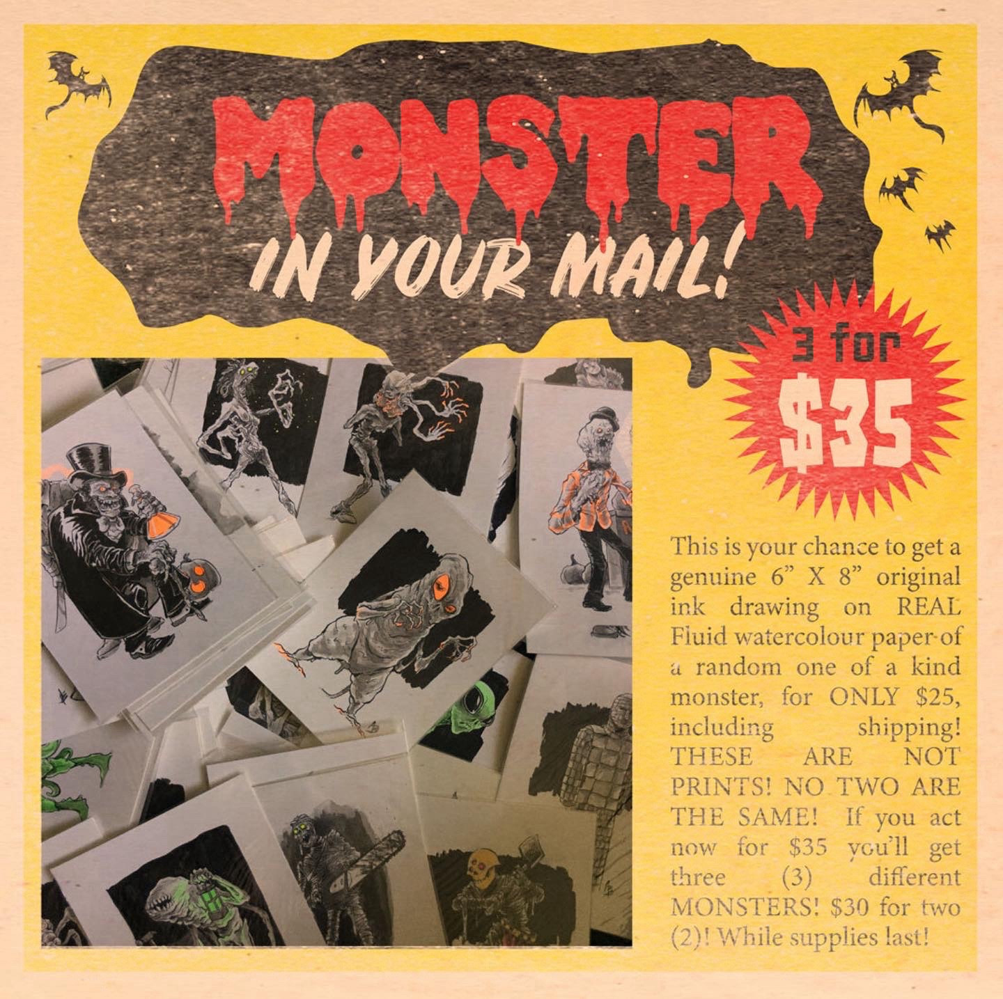 An ad for my monsters in Your mail art sale