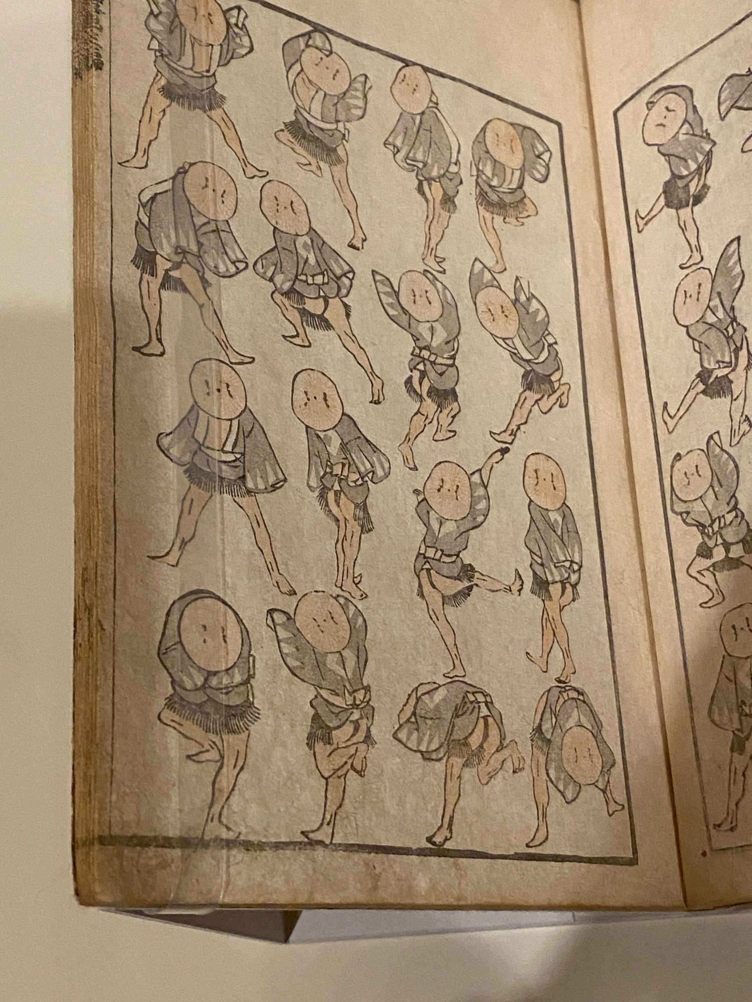 A page from Hokusai’s sketch books, featuring cute dance figures