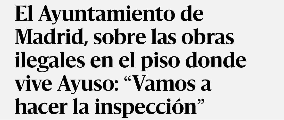 El Ayuntamiento de Madrid, sobre las obras ilegales en el piso donde vive Ayuso: “Vamos a hacer la inspección”.