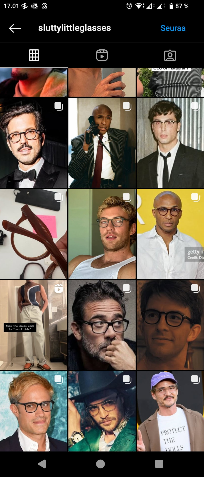 "Slutty little glasses" Instagram tilin kuvia.