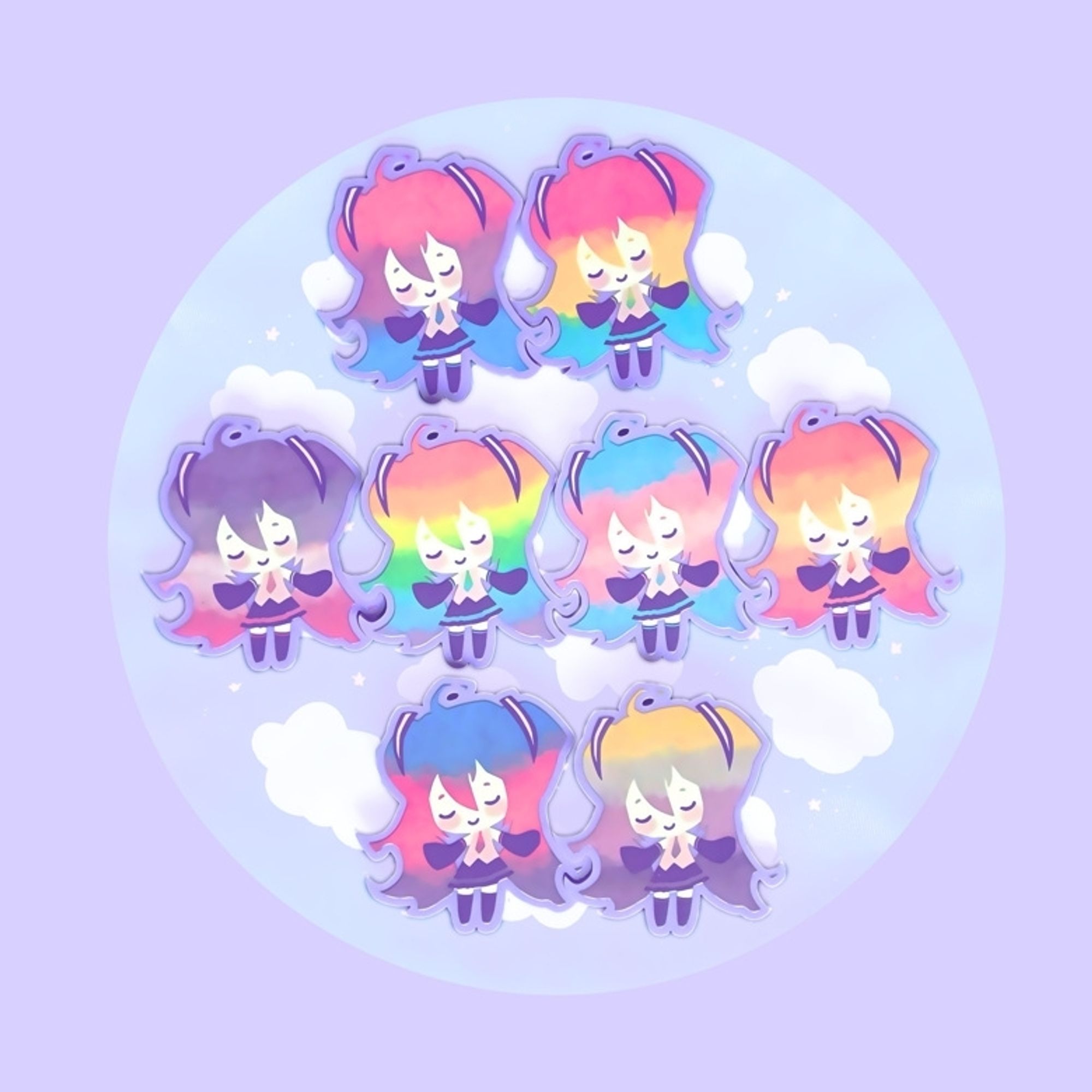 Queer Miku acrylic pastel pins collection