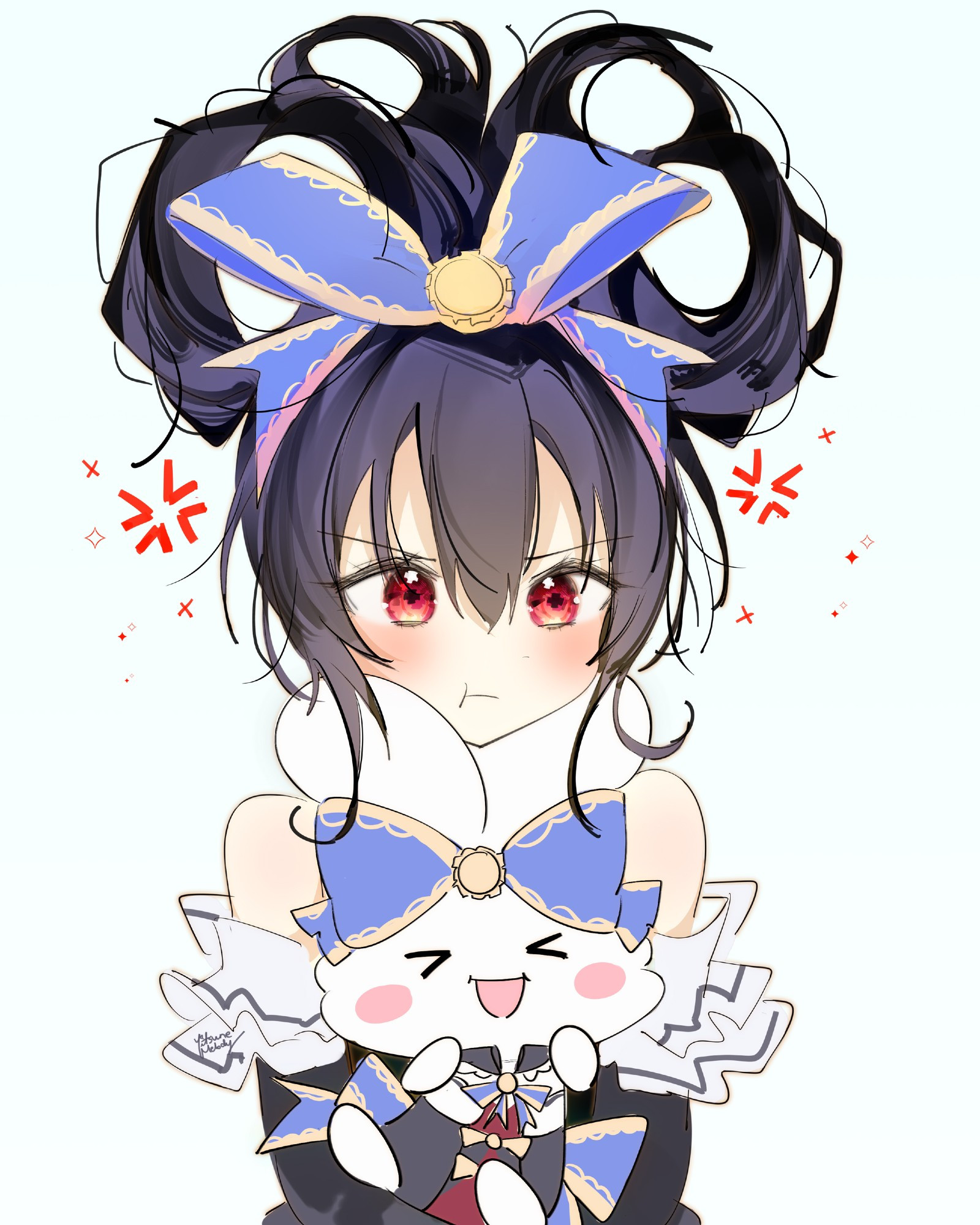 Noire (Hyperdimension Neptunia) in a Cinnamoroll Hairstyle