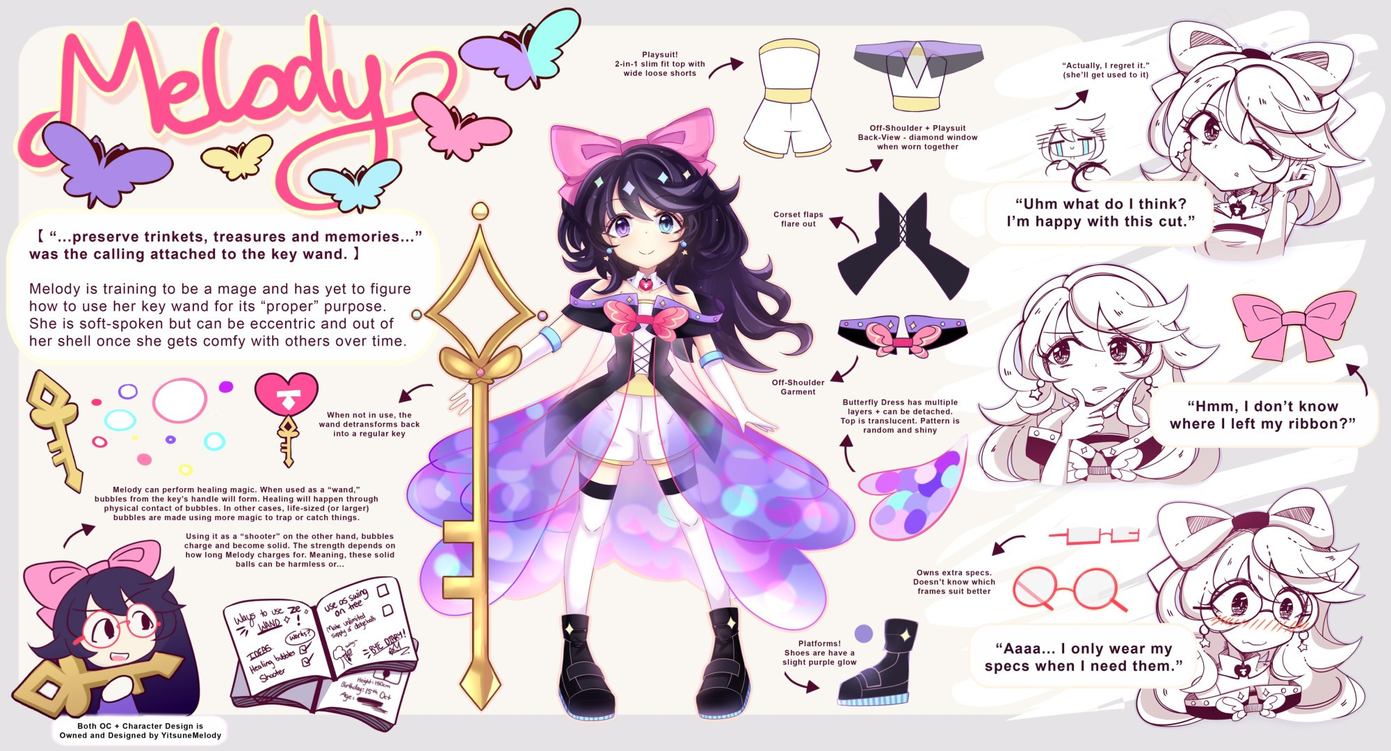 OC reference sheet. Designed by YitsuneMelody (yeetsuneet). Hyanna-Natsu was the main inspiration for the sheet layout!