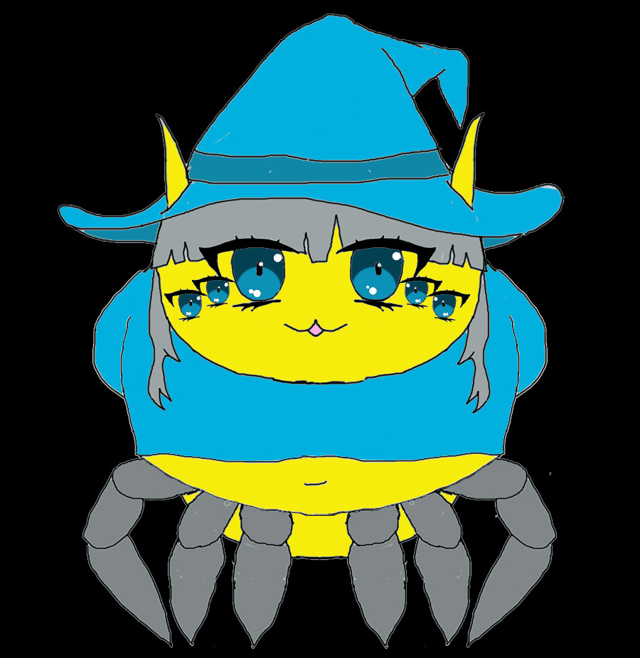 Loot is a spider merchant vtuber and has been turned into a little yellow gremlin