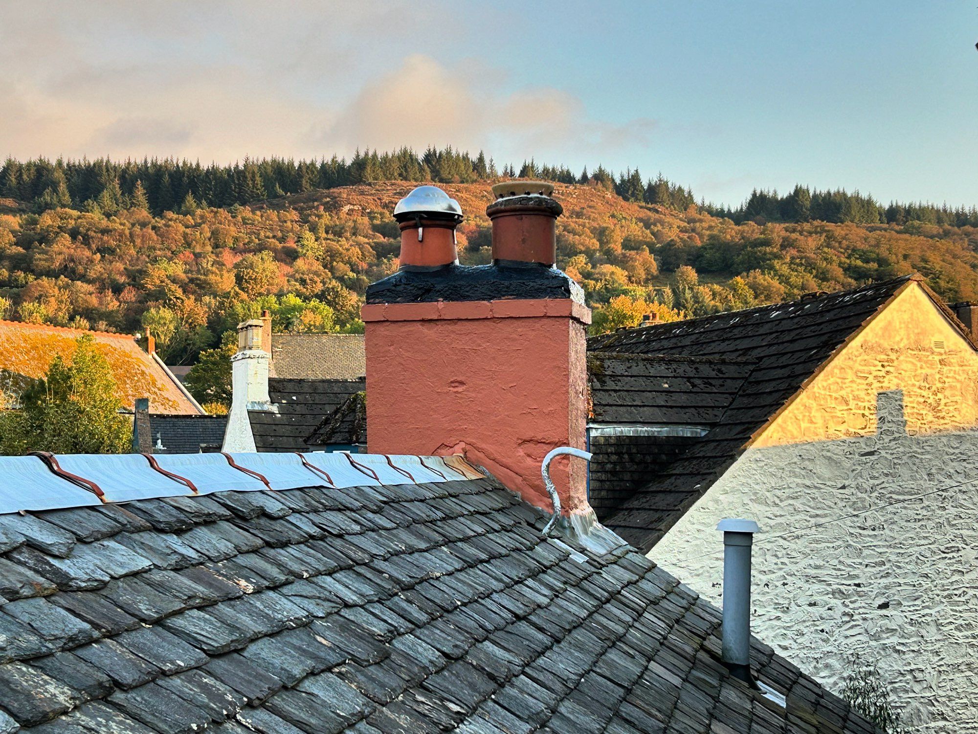 Chimneys and roofs, Tarbert, Argyll.