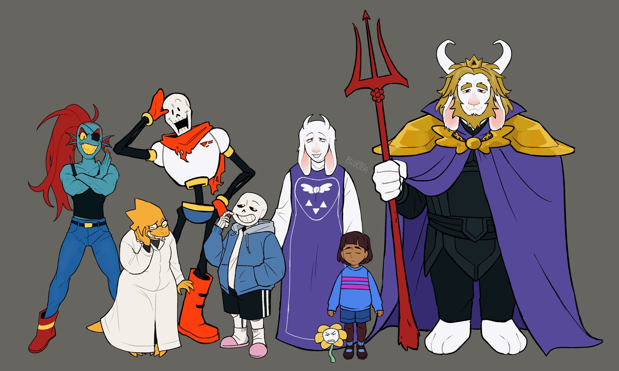 Character lineup of the main Undertale crew