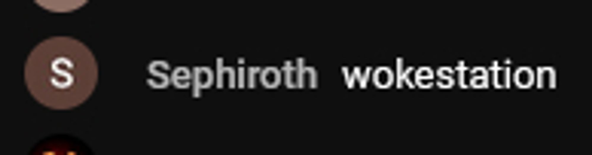 A YouTube stream comment by a user named "Sephiroth" with the text body simply "wokestation".