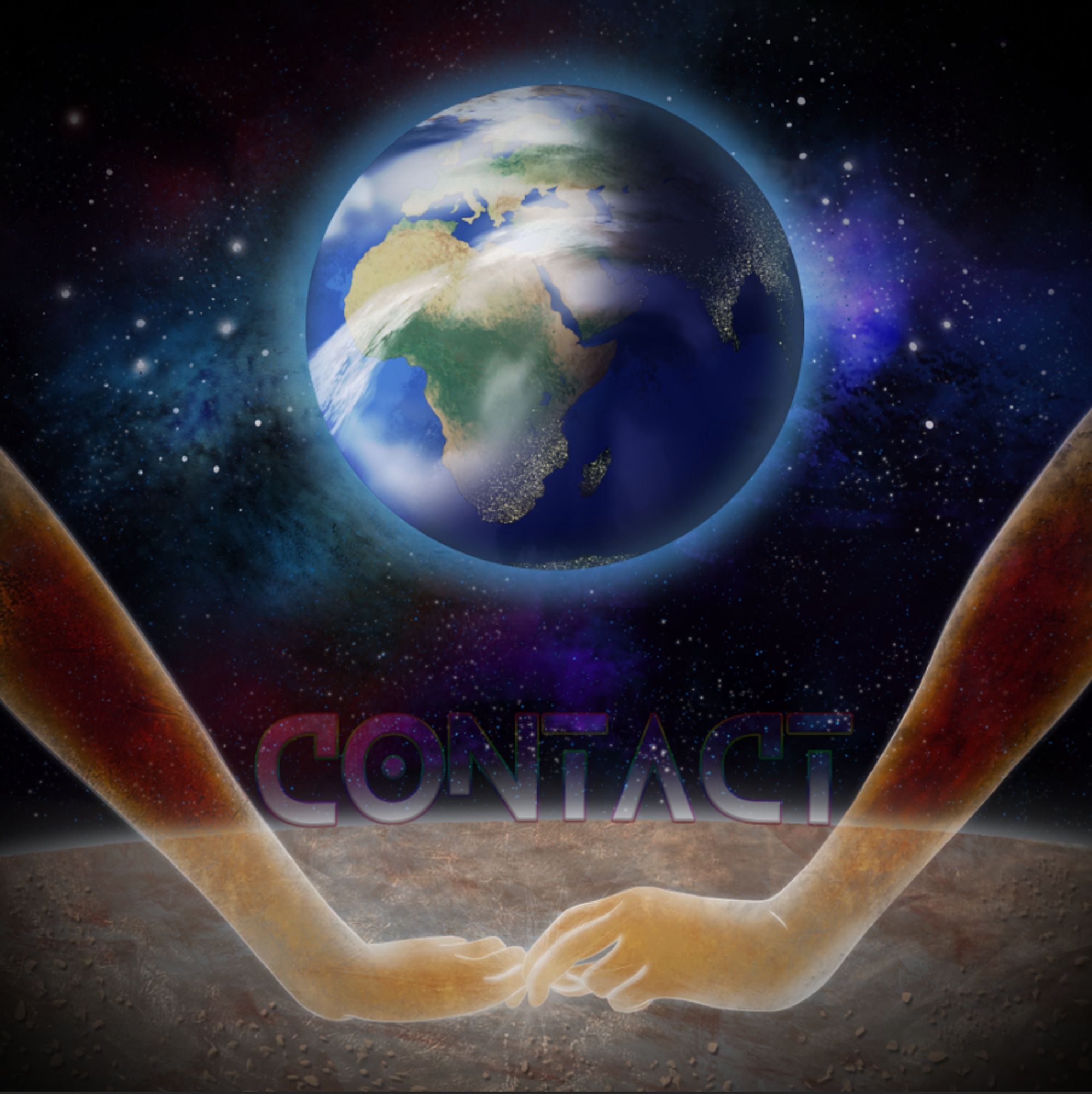 Earth Contact Hands Space