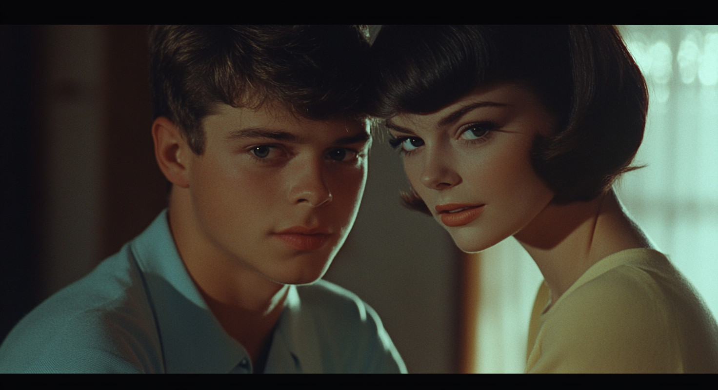 Close-up of a young man in a light blue shirt and a young woman in a yellow top looking at the camera.