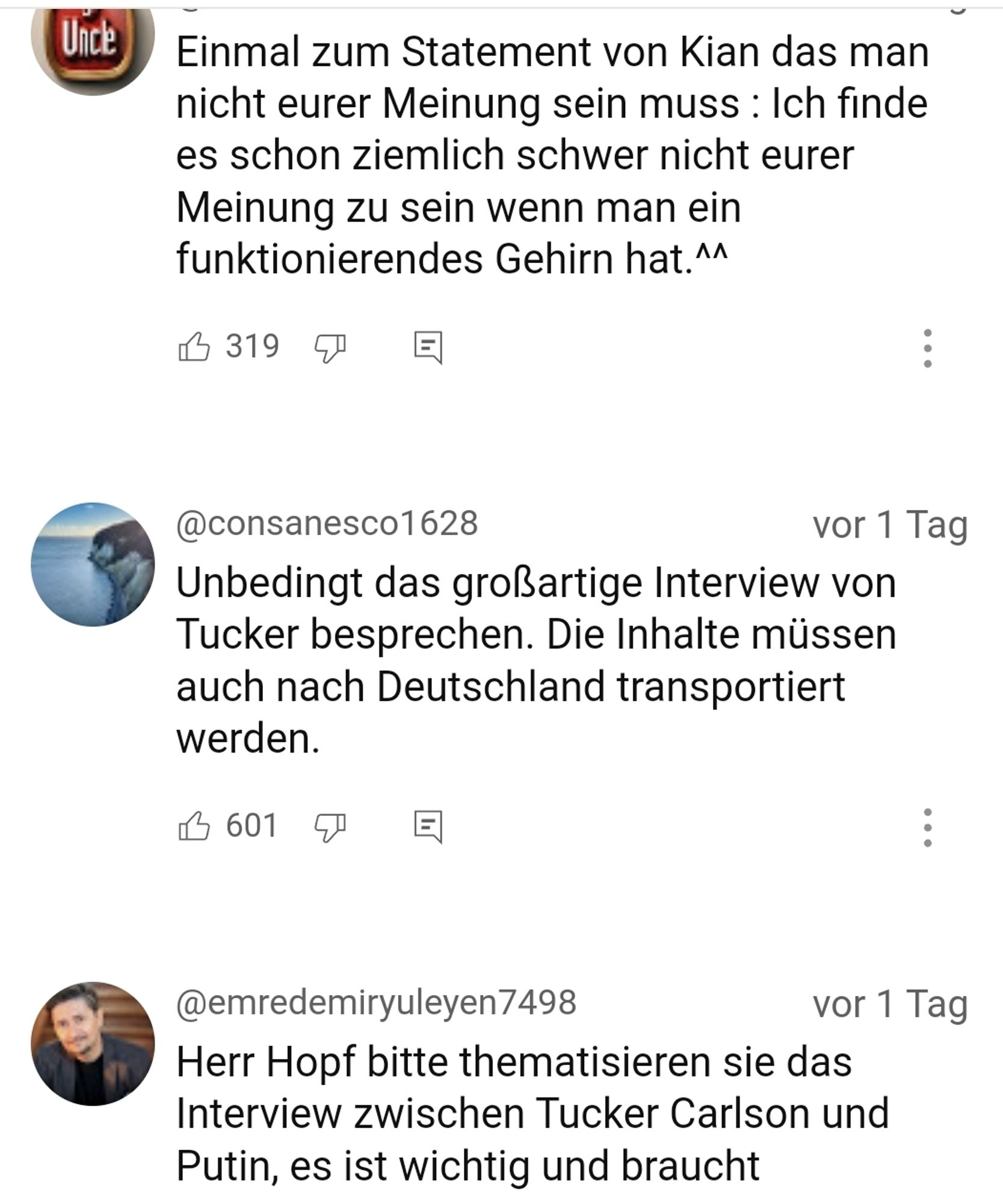 Screenshot Kommentarspalte von Hoss und Hopf