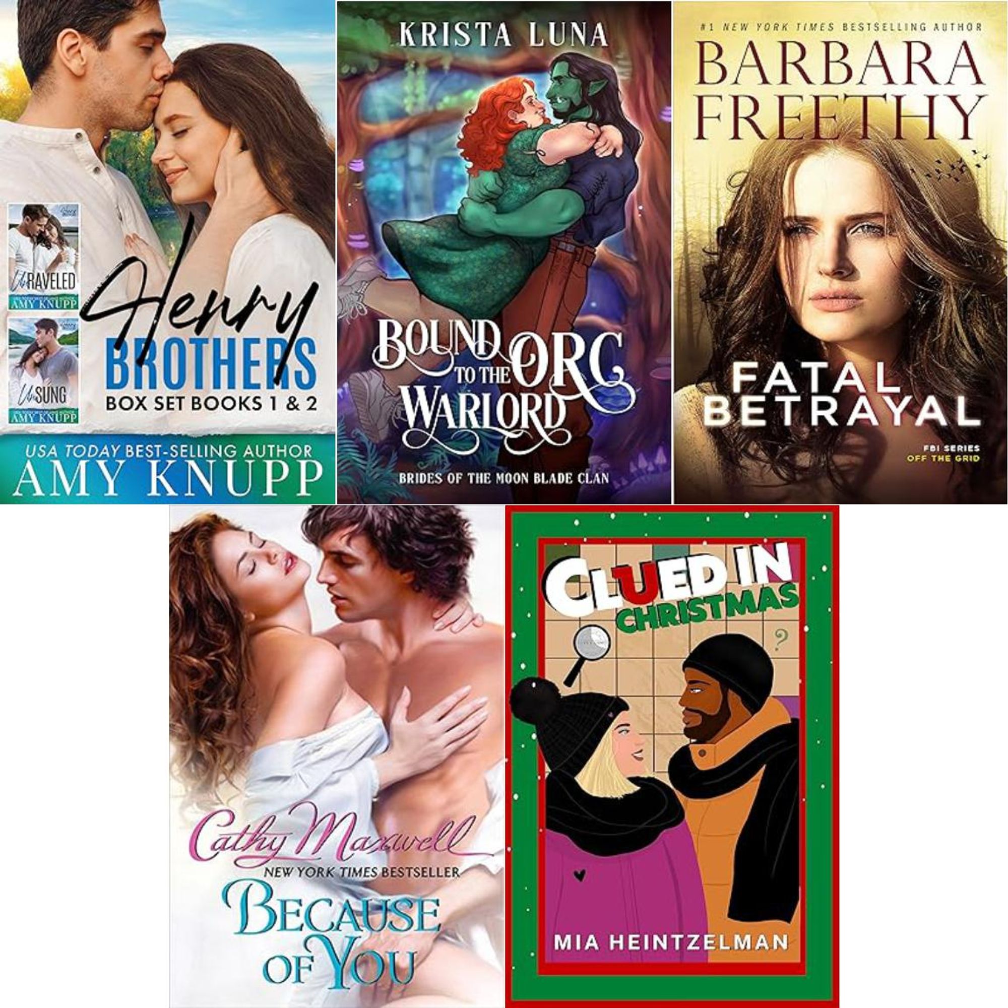 This is the daily book deals graphic, with all 5 of today's covers