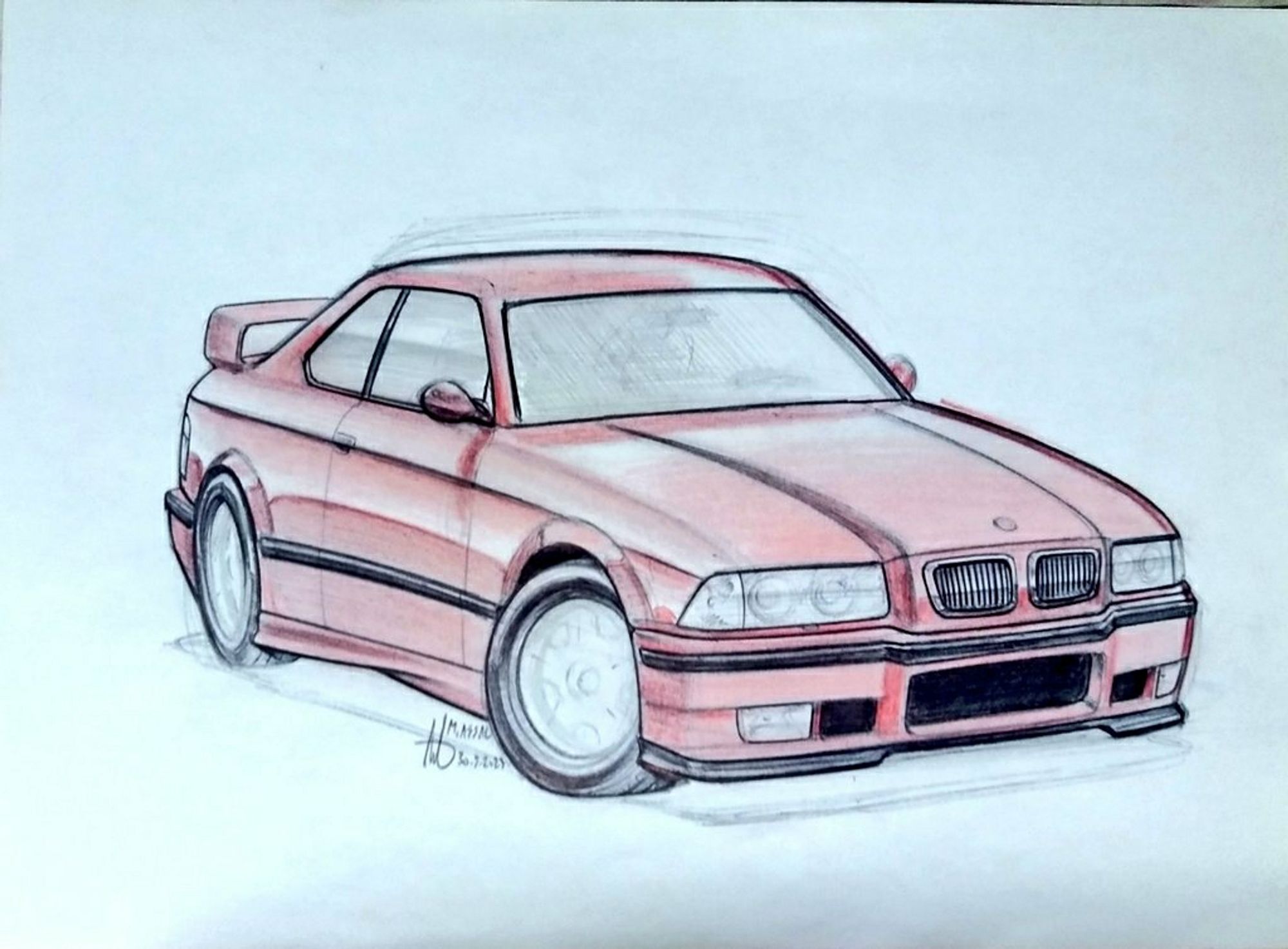 Red E36 M3 drawing