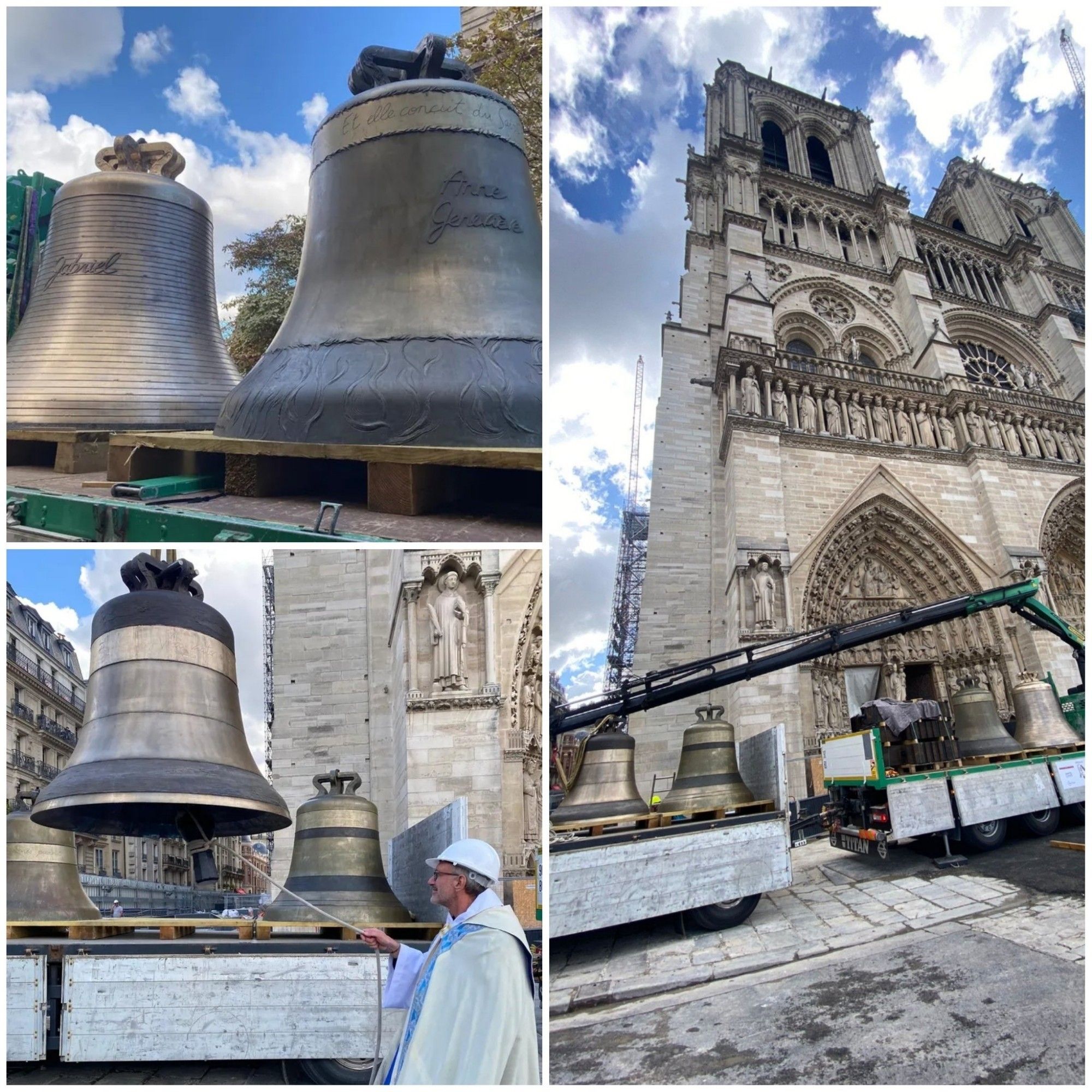 Images du retour des 8 cloches de Notre-Dame de Paris