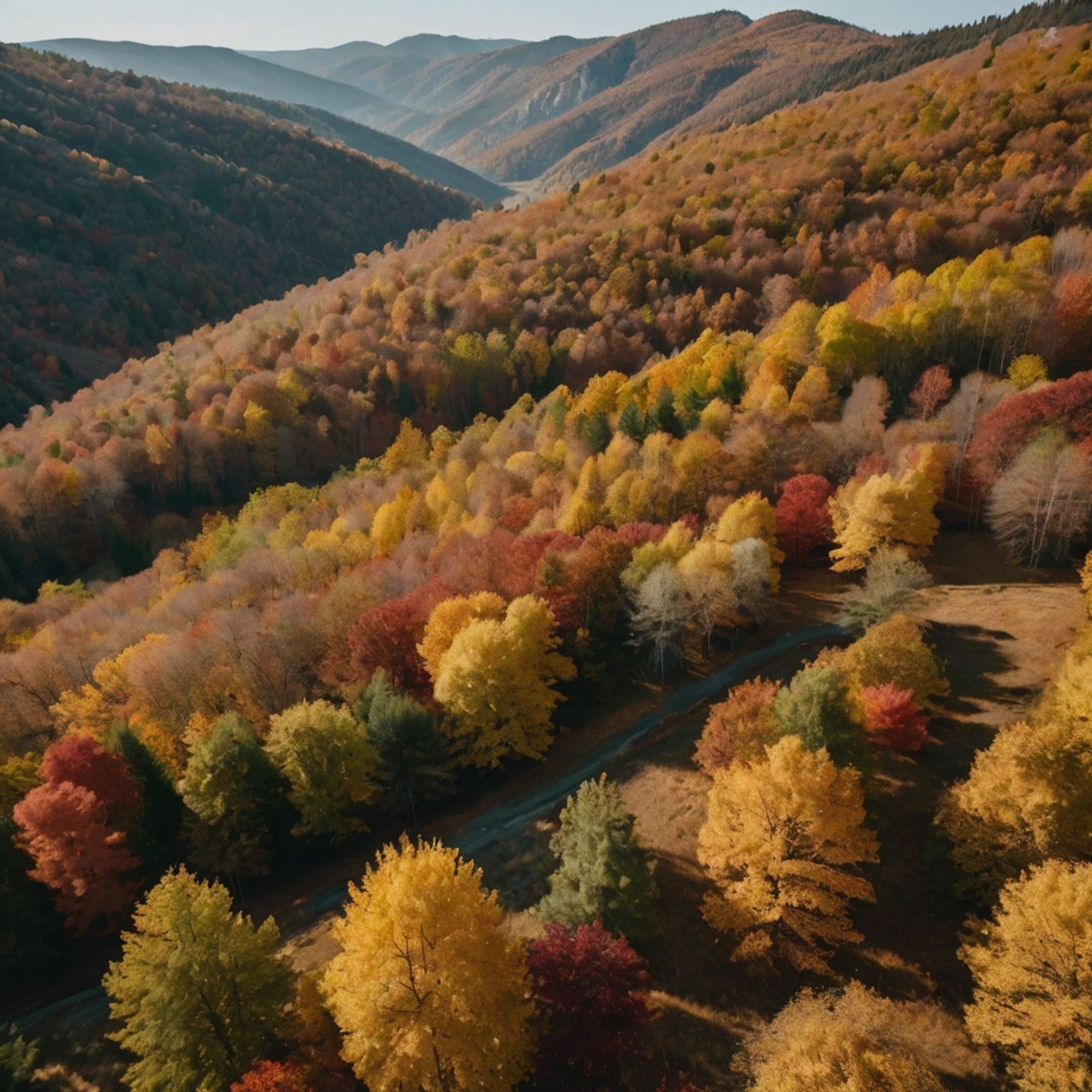 A valley in the full throes of Fall weather.