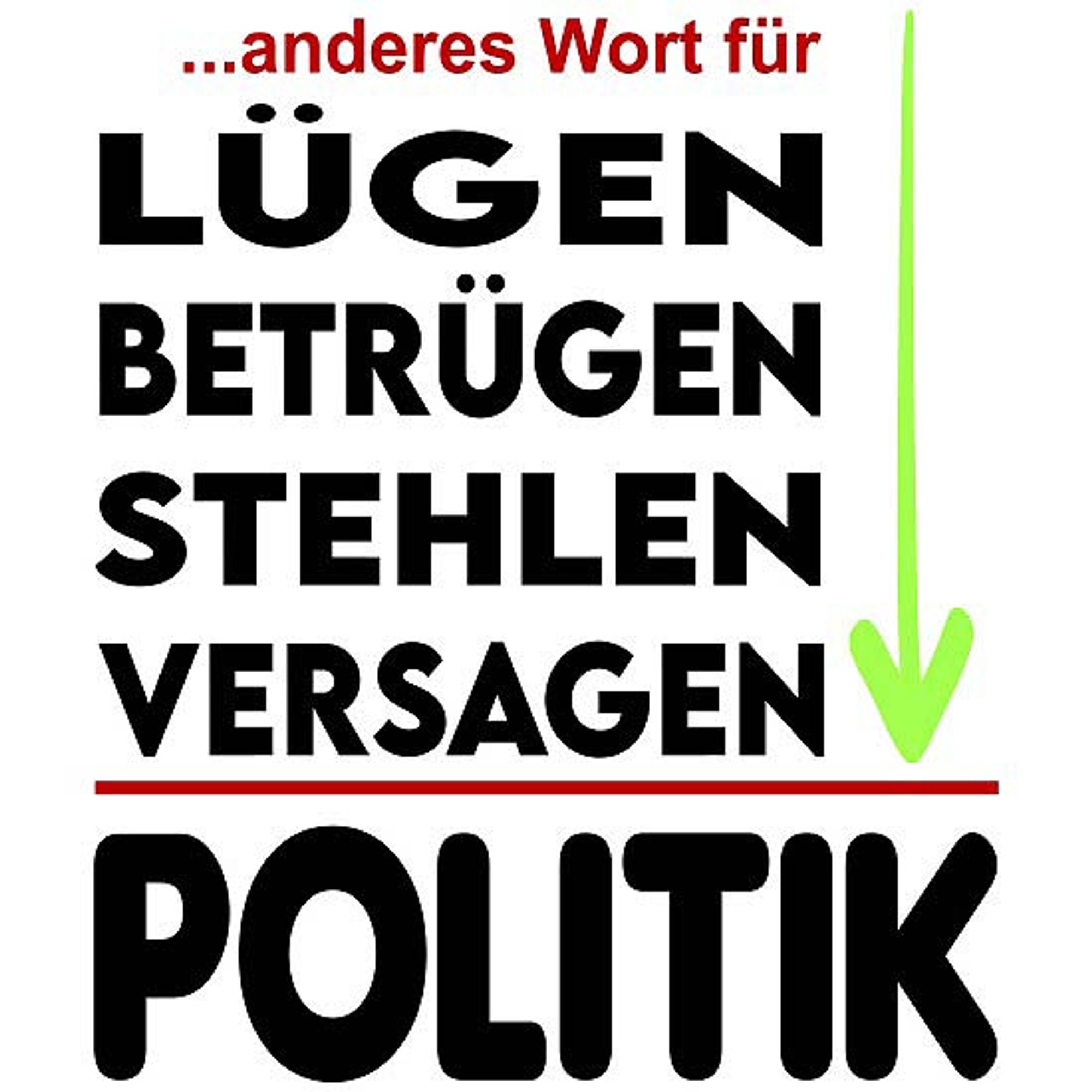 Anderes Wort für lügen, betrügen, stehlen, versagen; POLITIK!