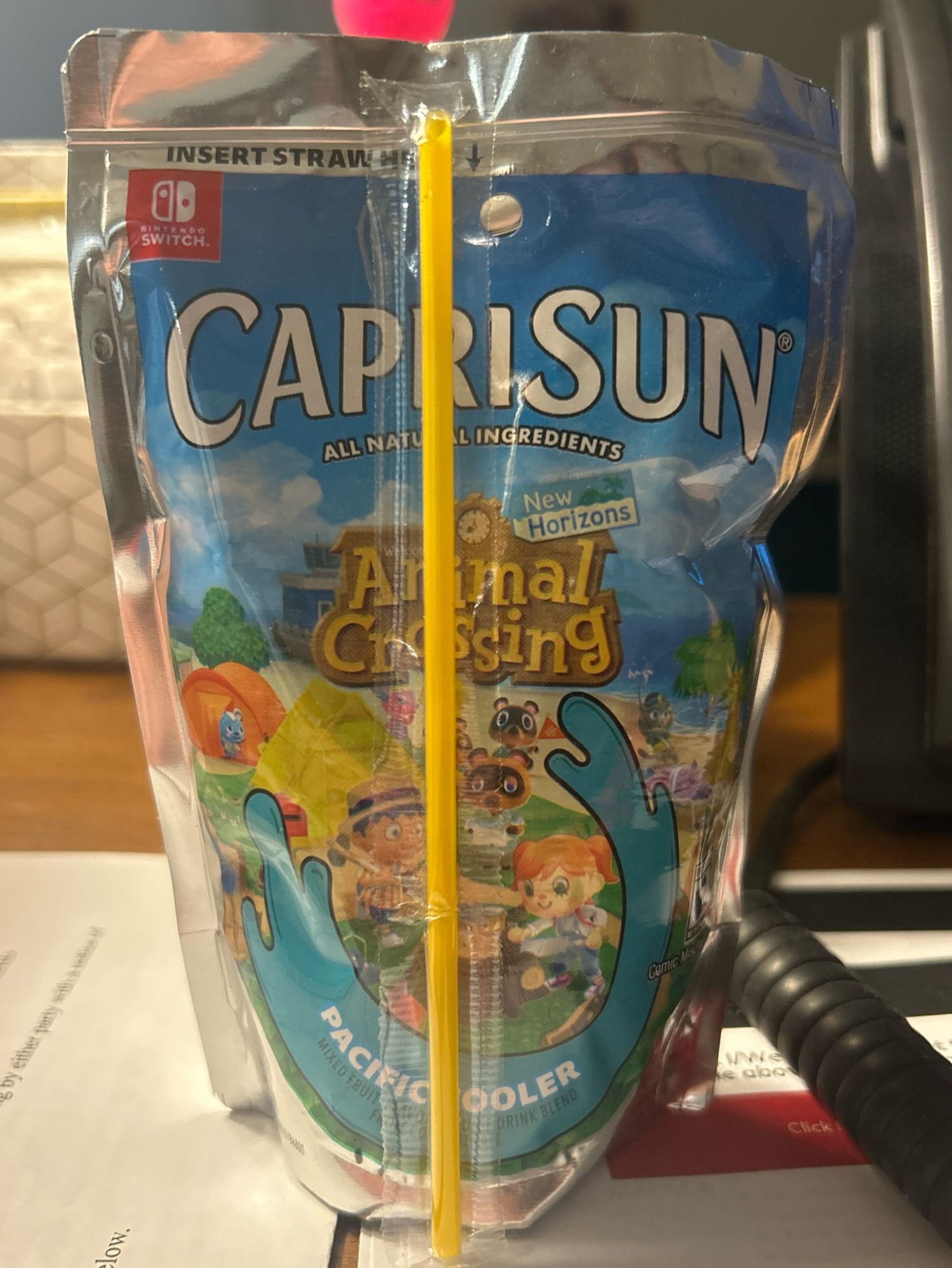 A super cool Caprisun pouch drink with an Animal Crossing: New Horizons theme that will make me rich someday in the way my
Pokemon cards would have.