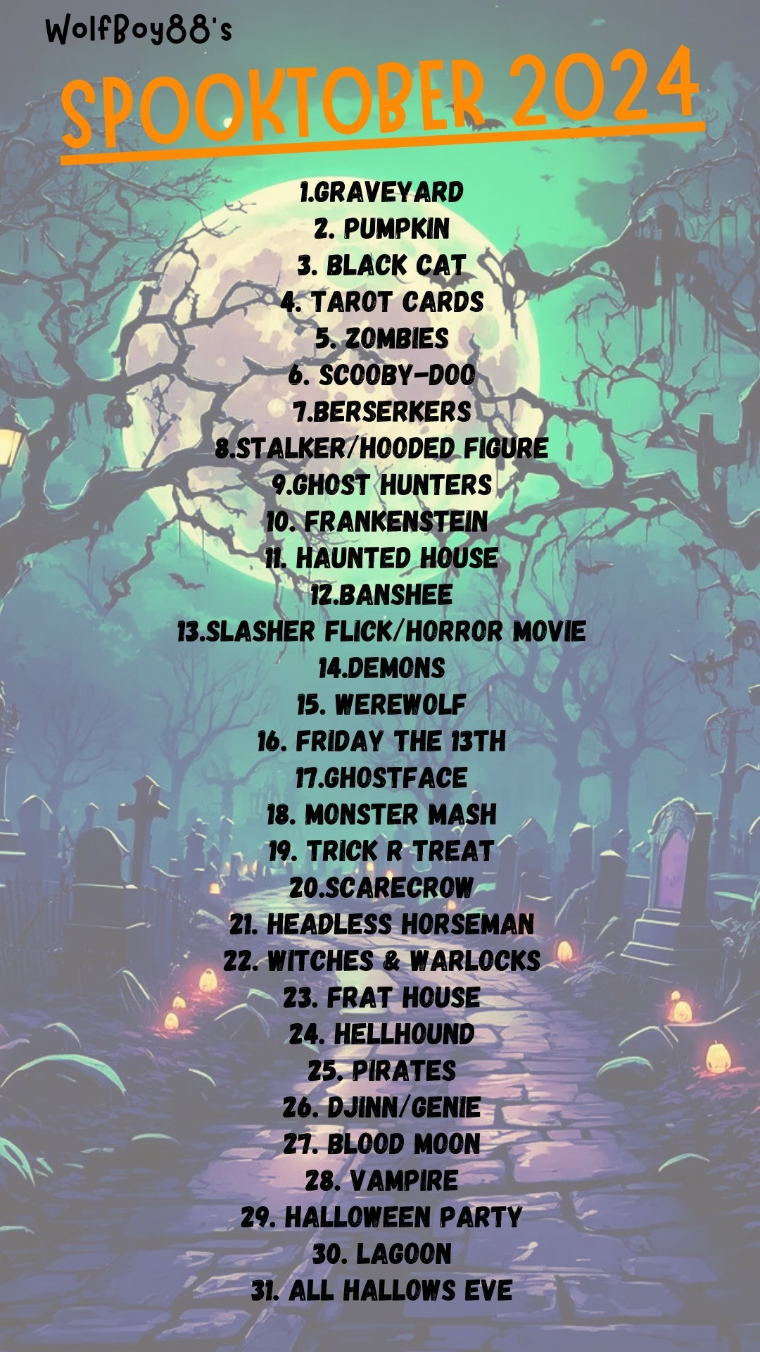 Spooktober 2024 Prompt List