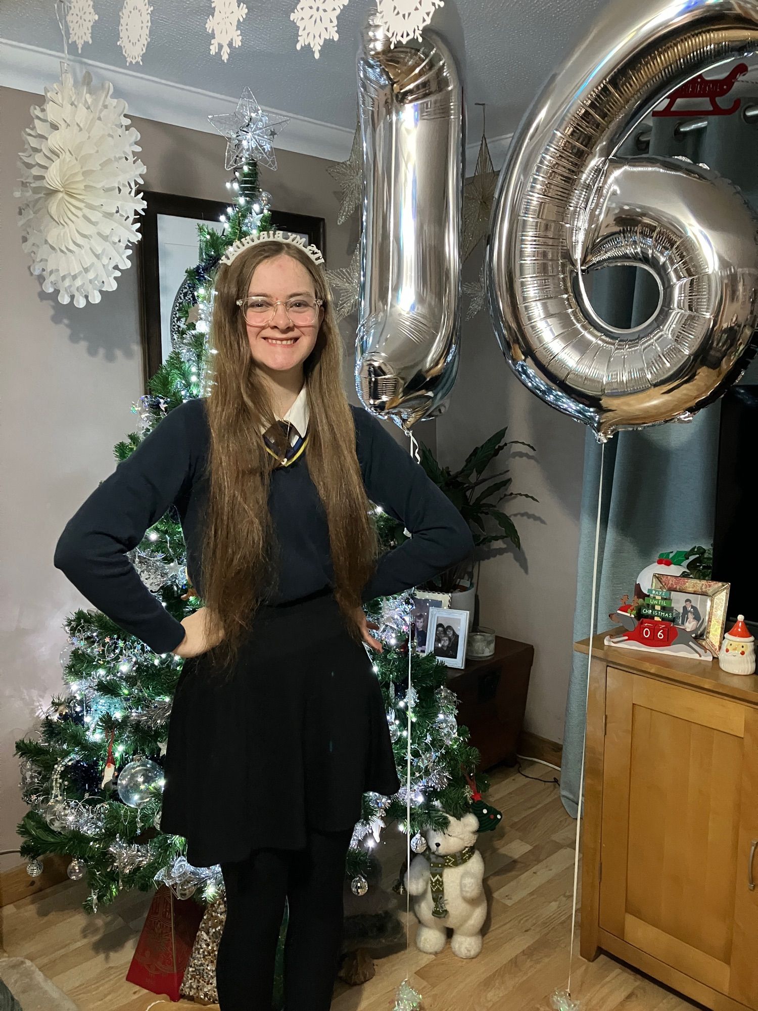 My daughter Celyn with her 16th birthday balloons.