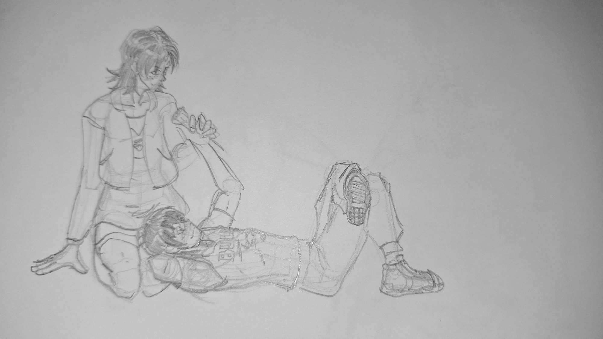 My OCs Suichi and Sacchan cuddling.