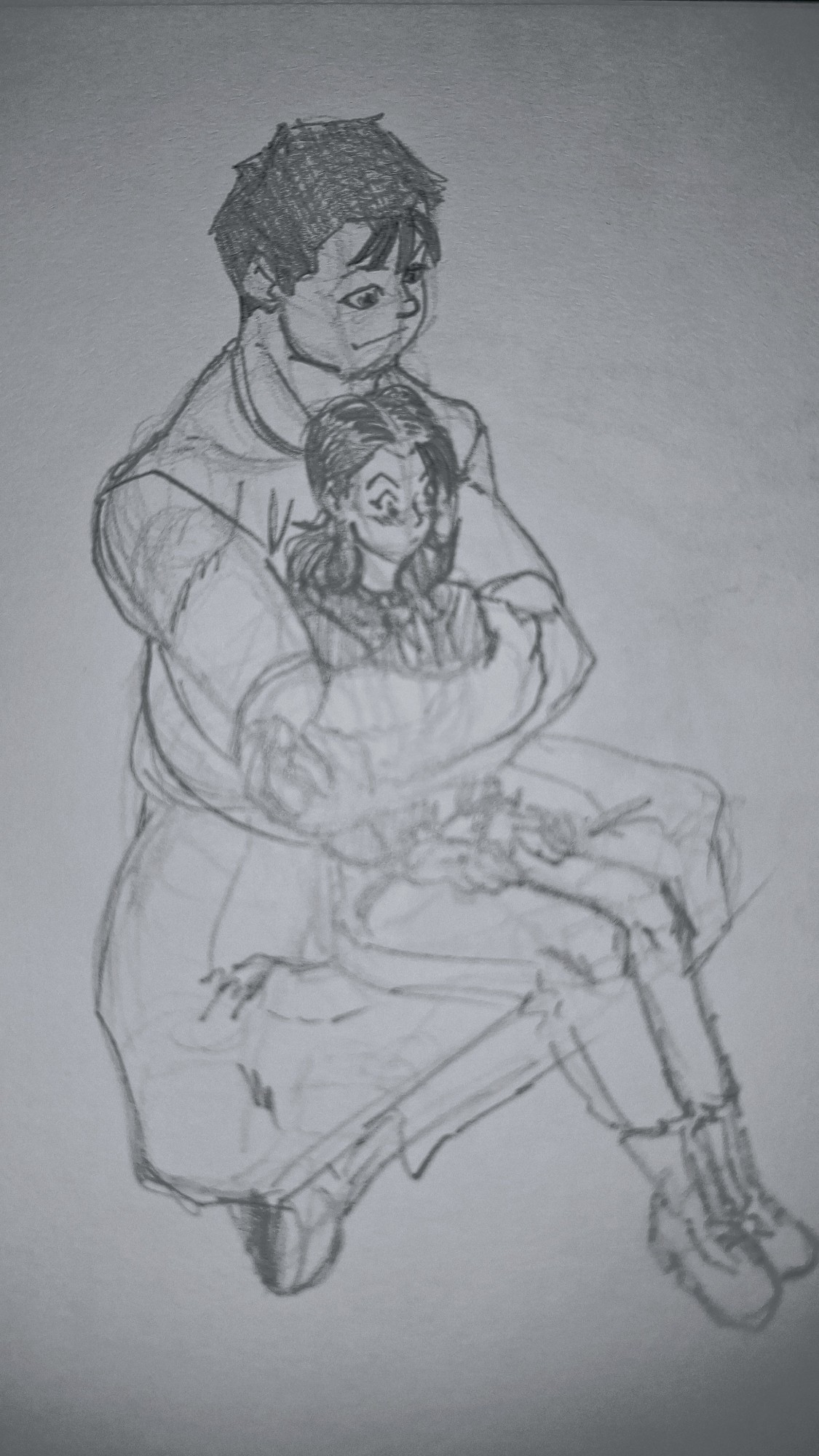 My ocs Genbu and Ayame cuddling.