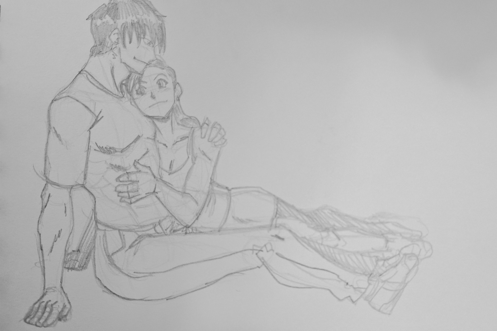 My OCs Akahi and Shirahime hugging